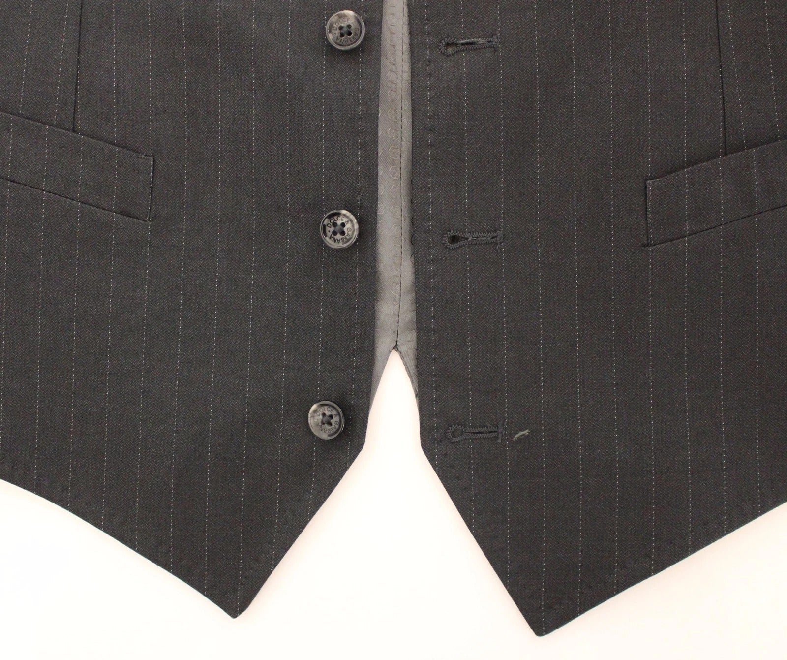 Dolce & Gabbana Gray Striped Formal Dress Gilet Vest Dolce & Gabbana