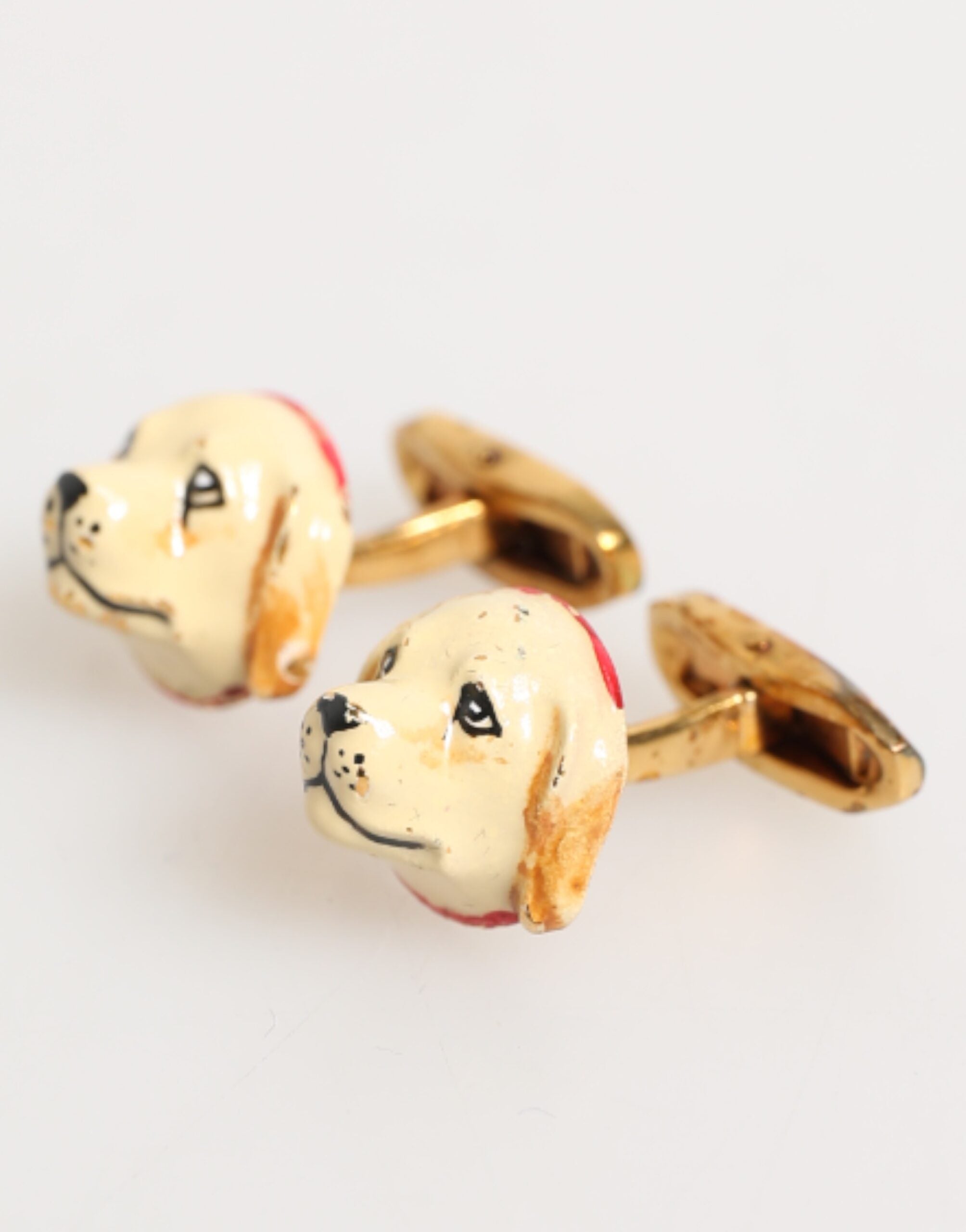 Dolce & Gabbana Brass Gold Tone Dog Puppy Men's Accessories Cufflink Dolce & Gabbana