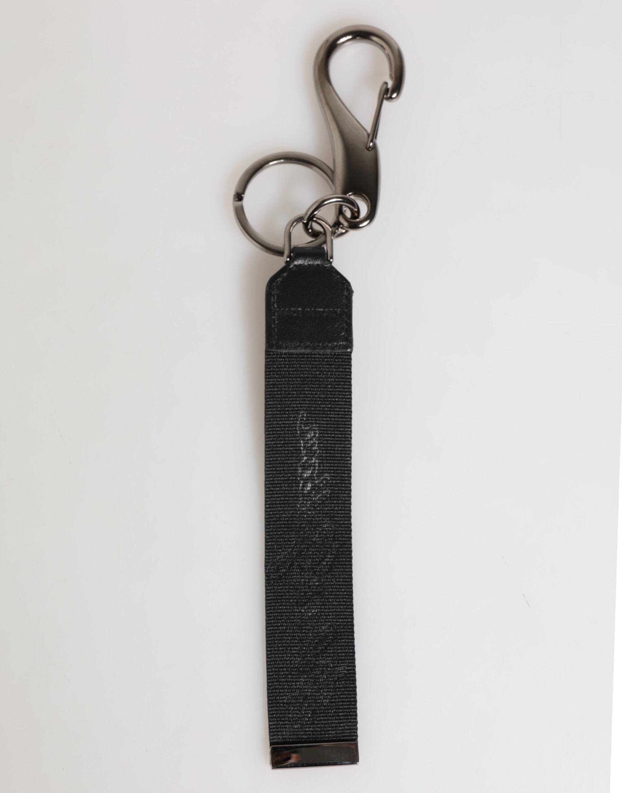 Dolce & Gabbana Black White Polyester DG Logo Silver Men Keychain Keyring Dolce & Gabbana
