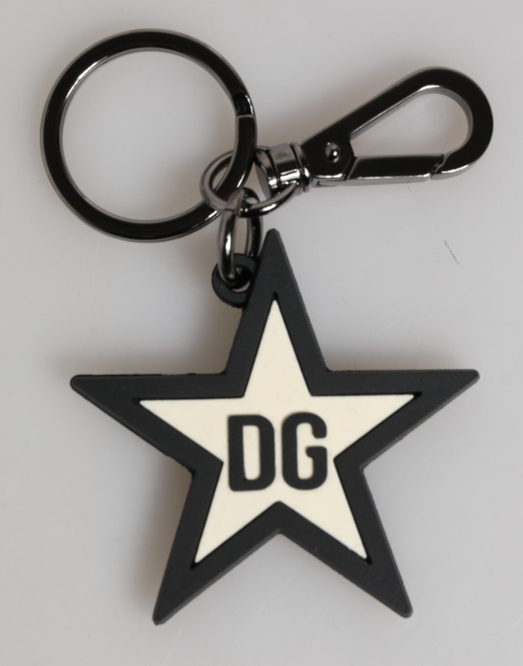 Dolce & Gabbana White Black DG Logo Star Rubber Men's Keychain Keyring Dolce & Gabbana