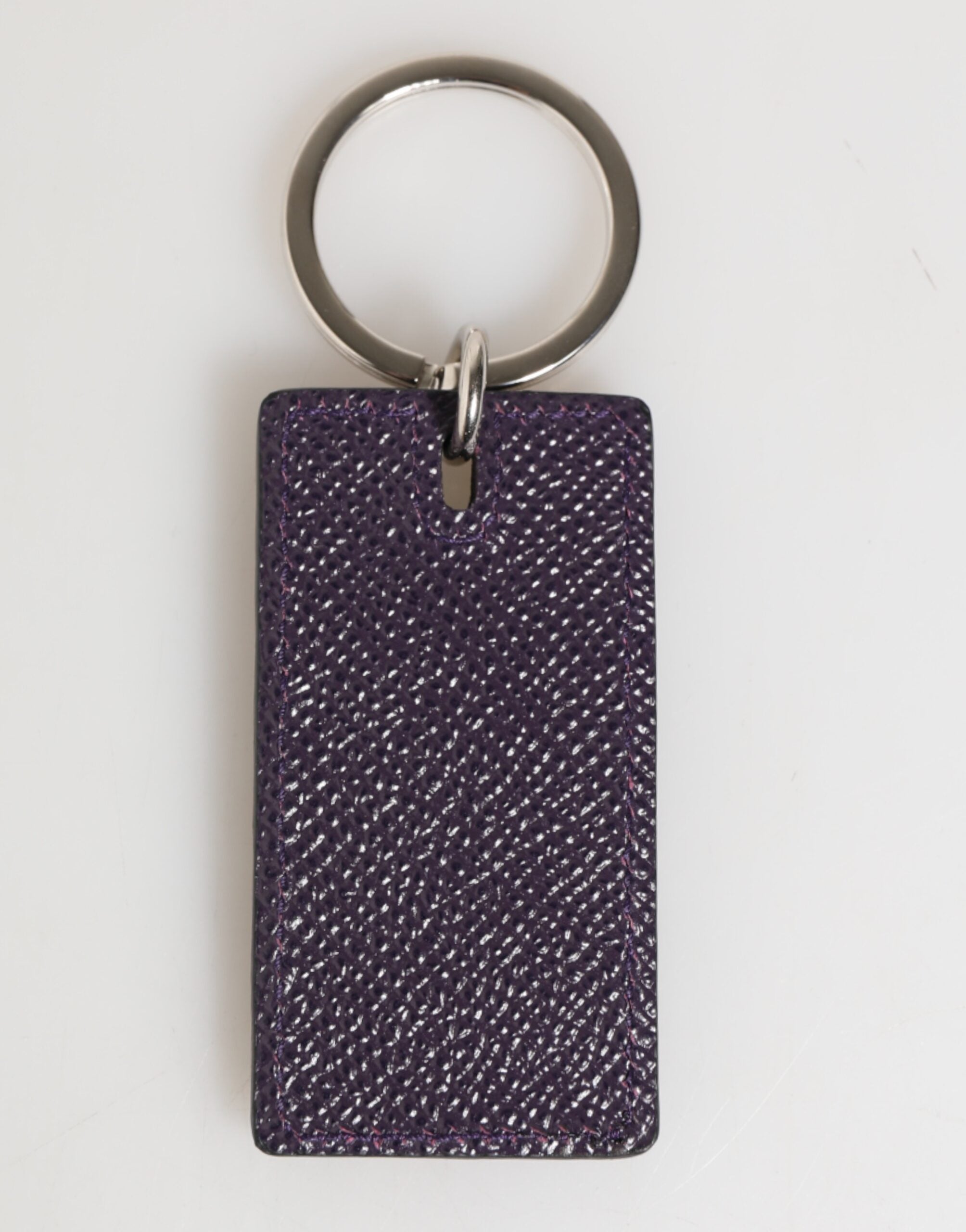 Dolce & Gabbana Violet Leather Logo Metal Ring Men Keychain Keyring Dolce & Gabbana