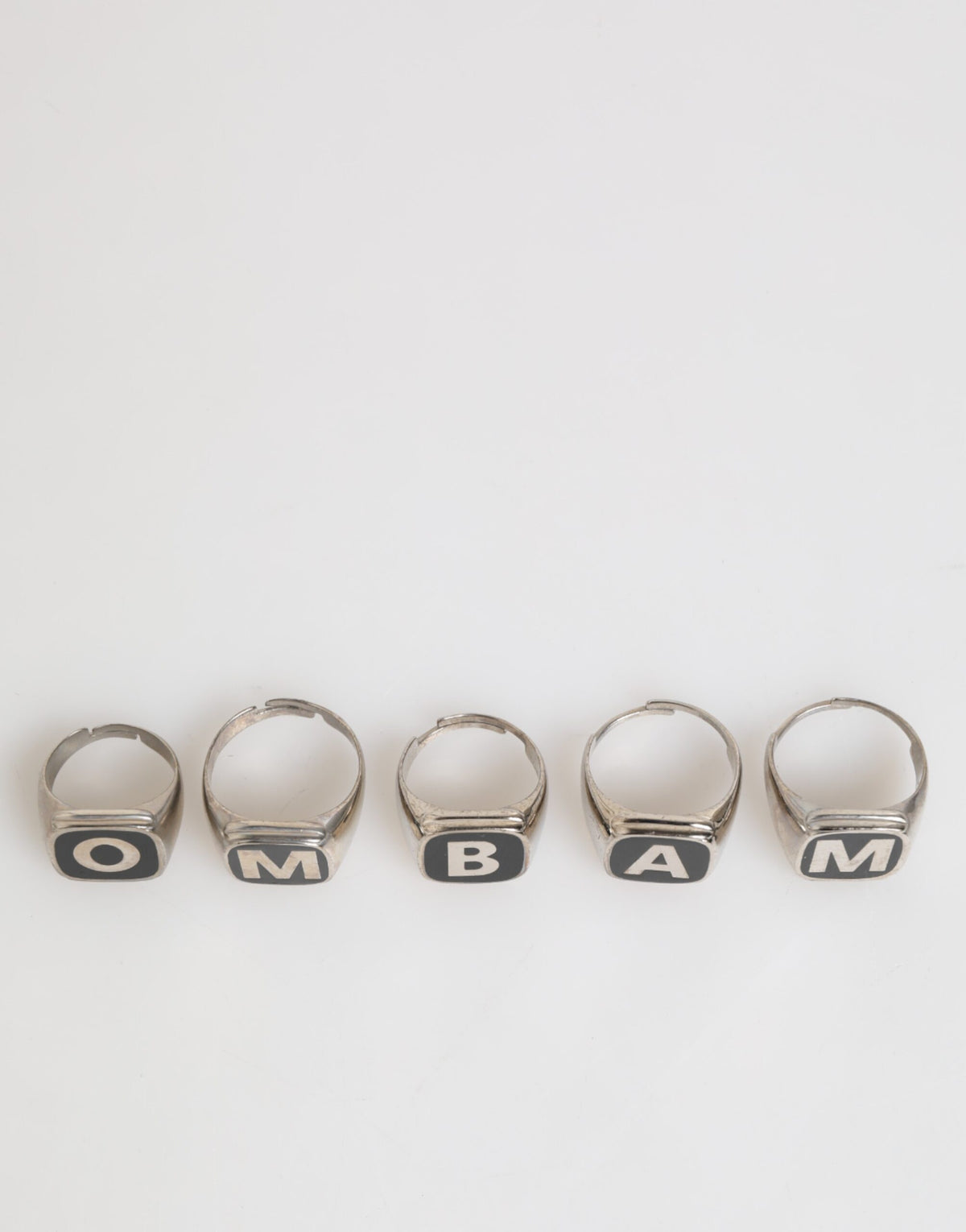 Dolce & Gabbana Silver Tone Brass Lettering Set 5 Pieces Adjustable Ring