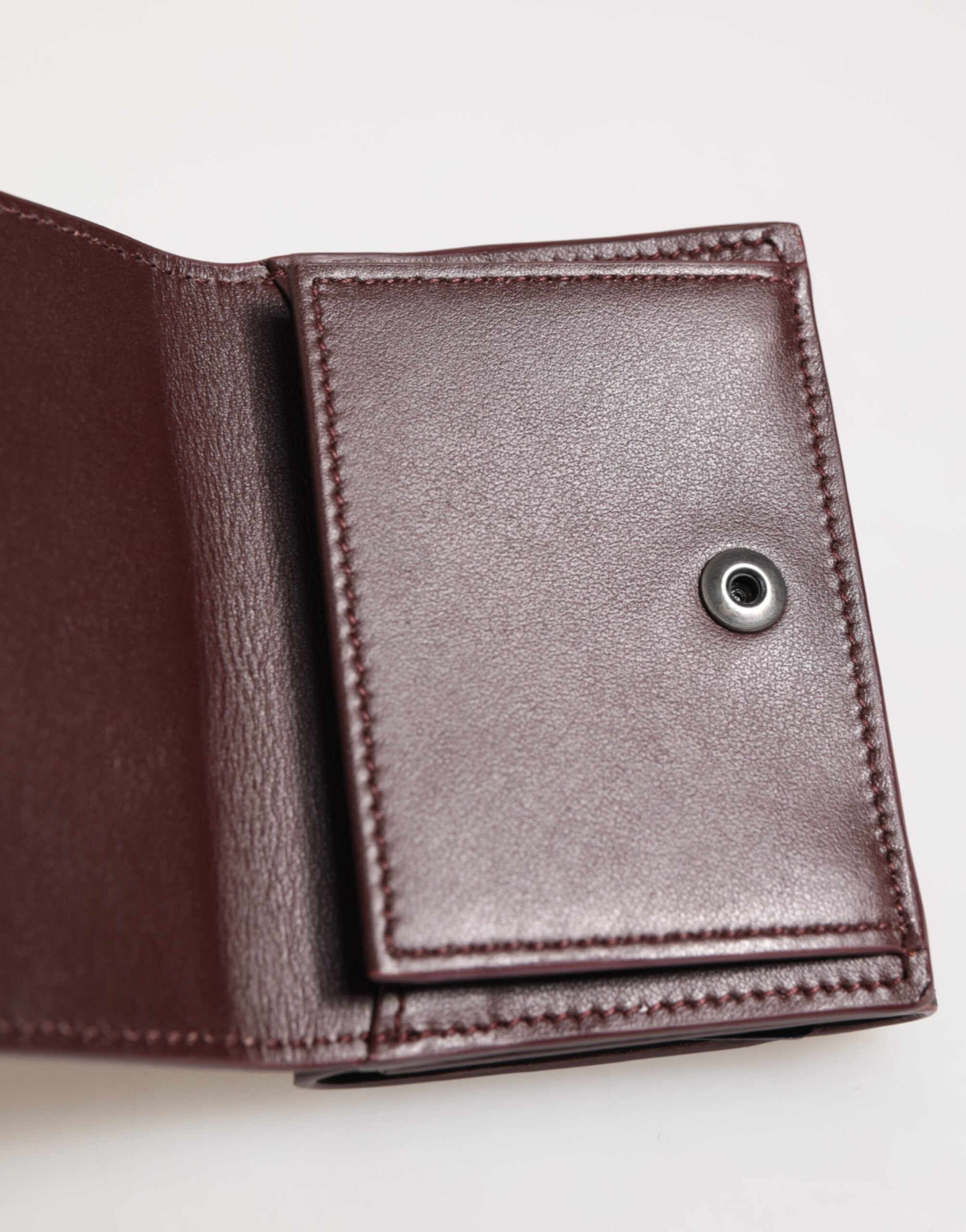Dolce & Gabbana Leather Embossed Logo Trifold Men Card Holder Dark Brown Dolce & Gabbana