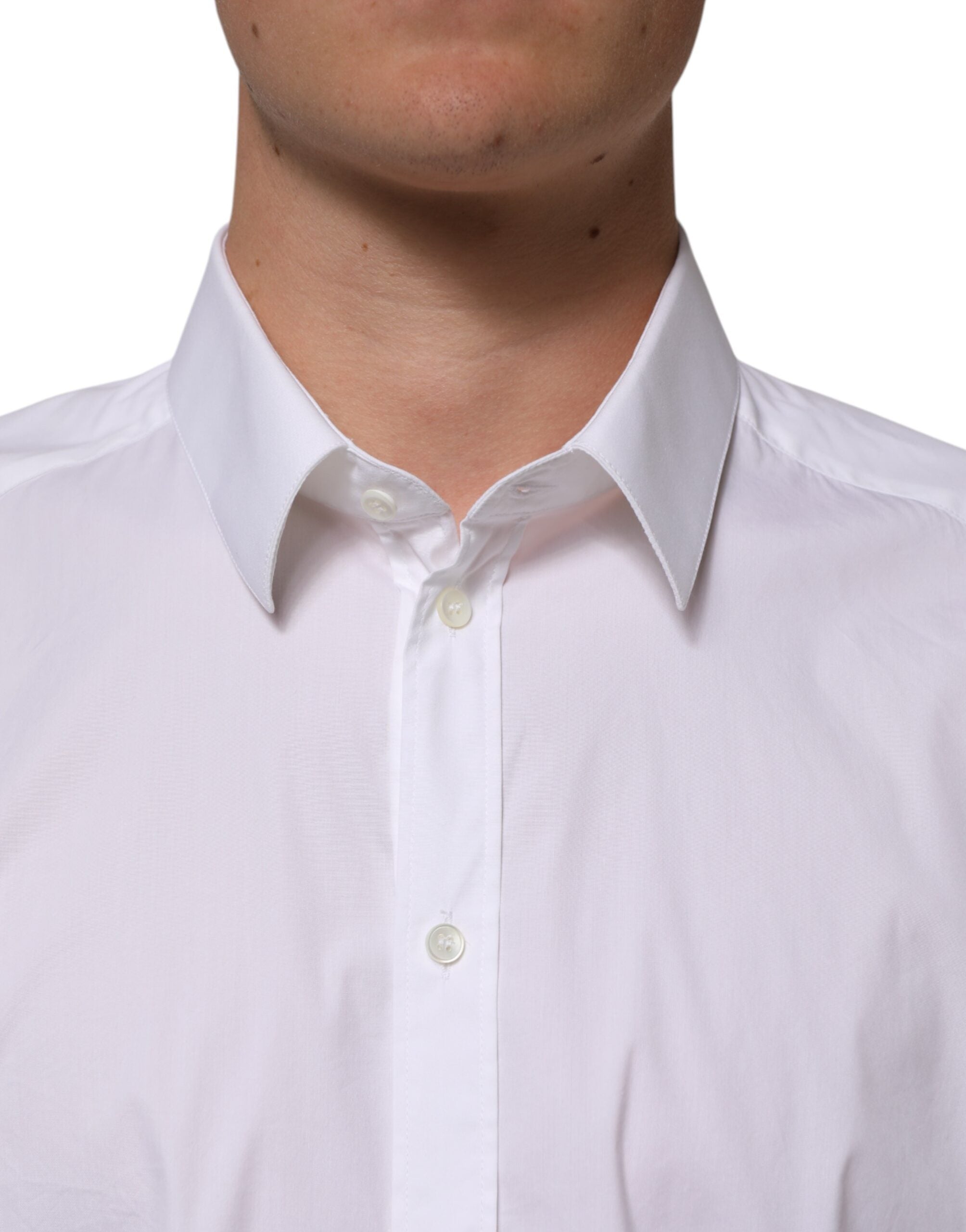 Dolce & Gabbana White Cotton GOLD Long Sleeves Formal Shirt Dolce & Gabbana