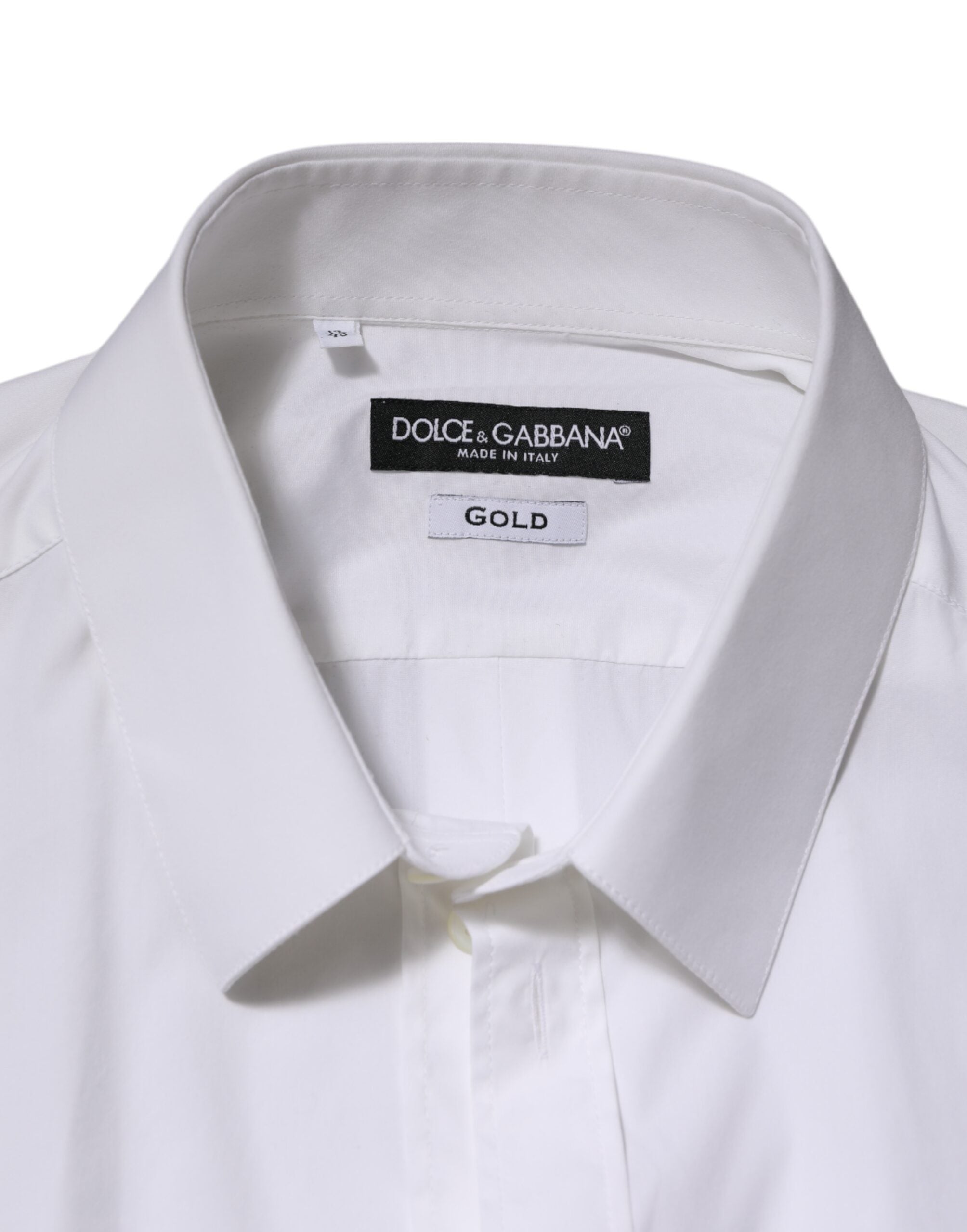 Dolce & Gabbana White Cotton GOLD Long Sleeves Formal Shirt Dolce & Gabbana