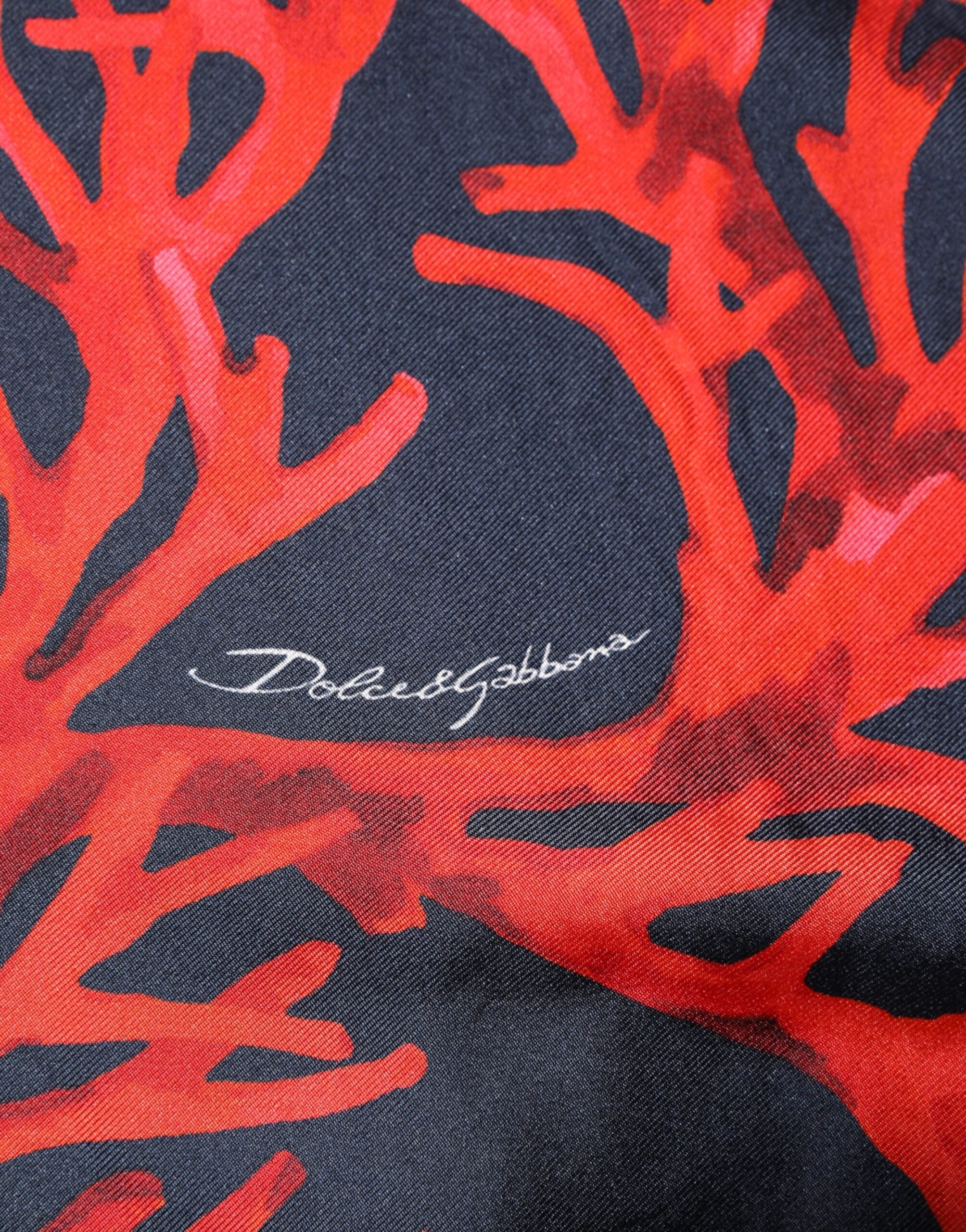 Dolce & Gabbana Silk Navy Red Coral Print Pullover Sweater Dolce & Gabbana