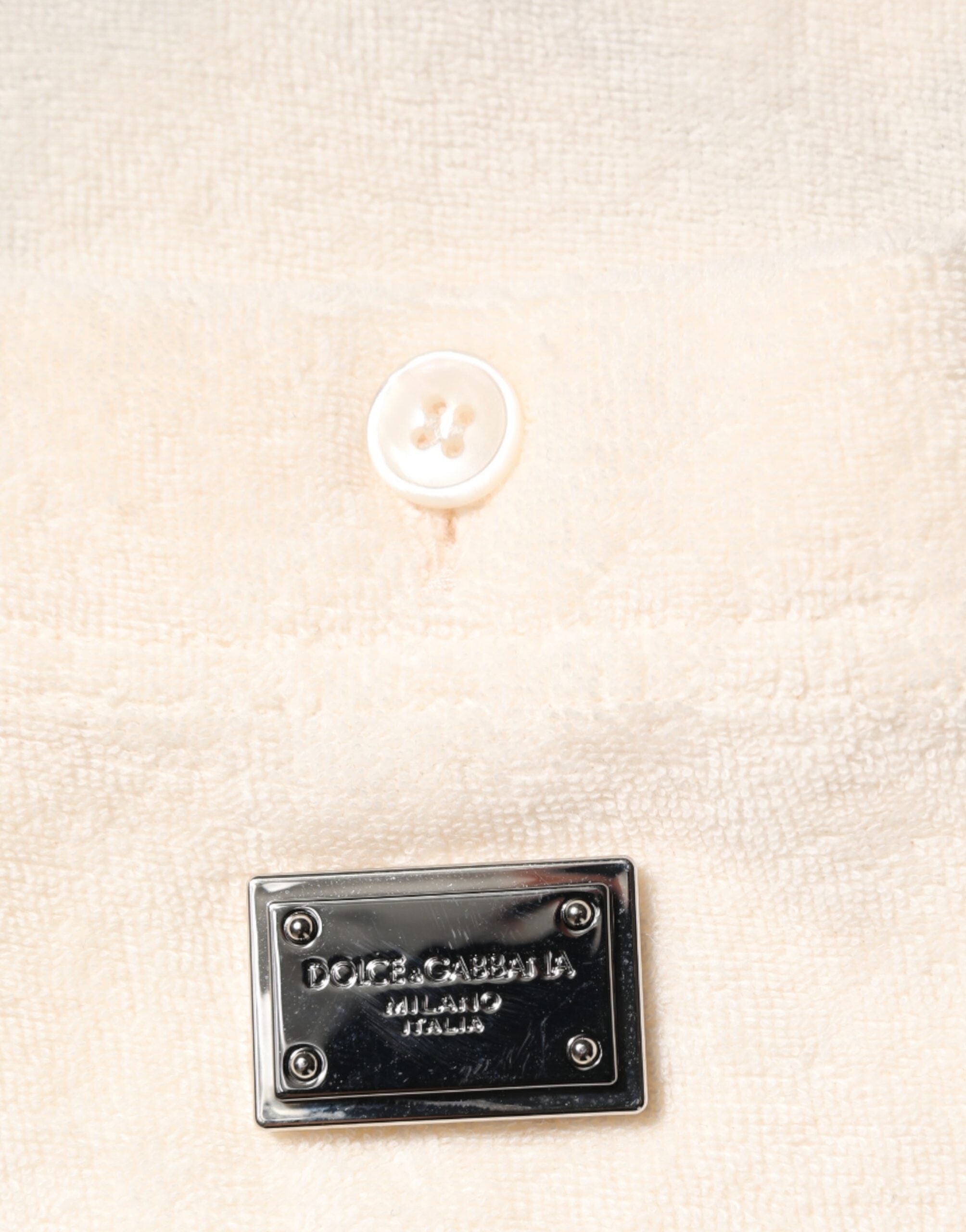 Dolce & Gabbana Ivory Cotton Terry Logo Pocket Polo T-shirt Dolce & Gabbana