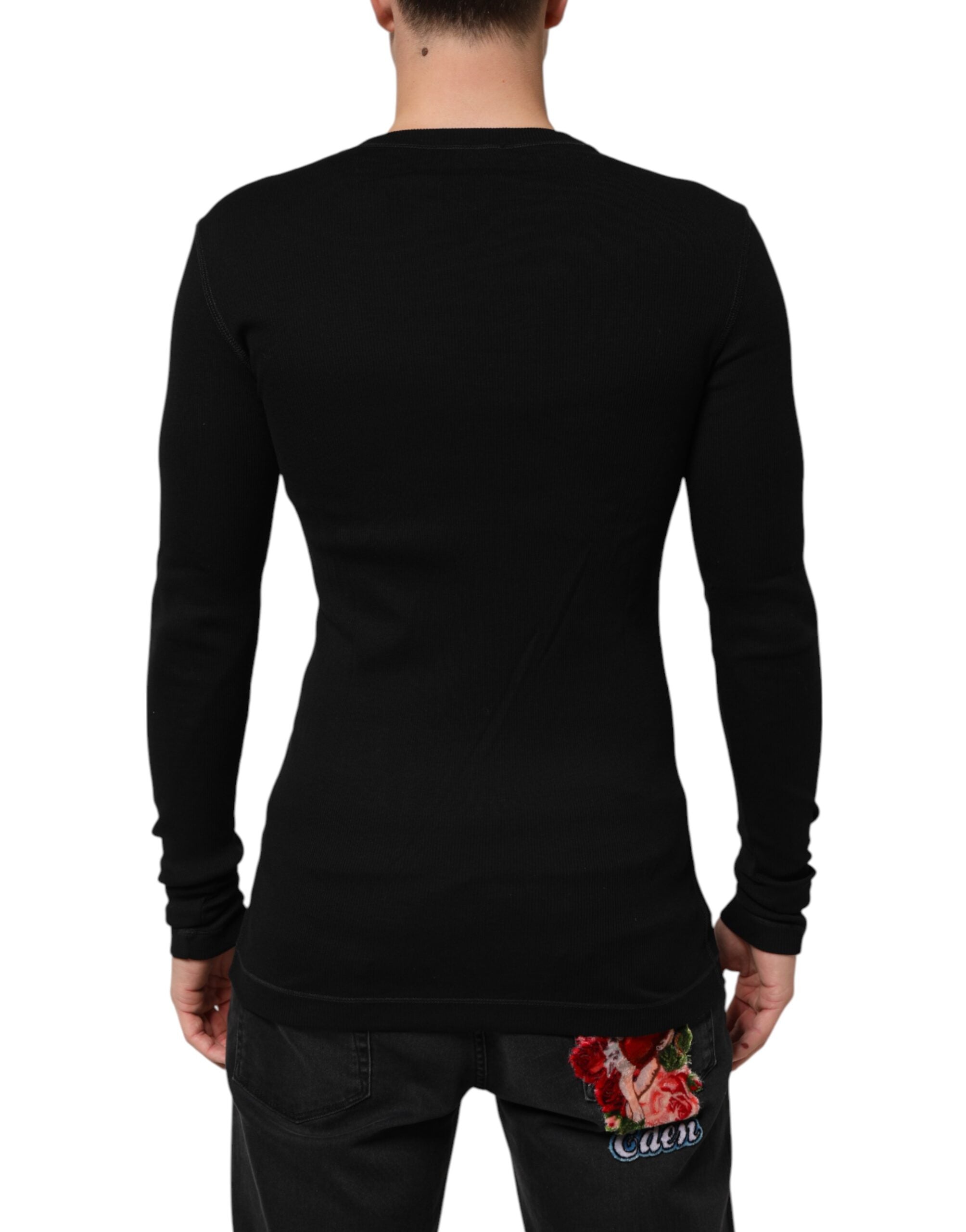 Dolce & Gabbana Black Cotton Button Up Men Cardigan Sweater Dolce & Gabbana