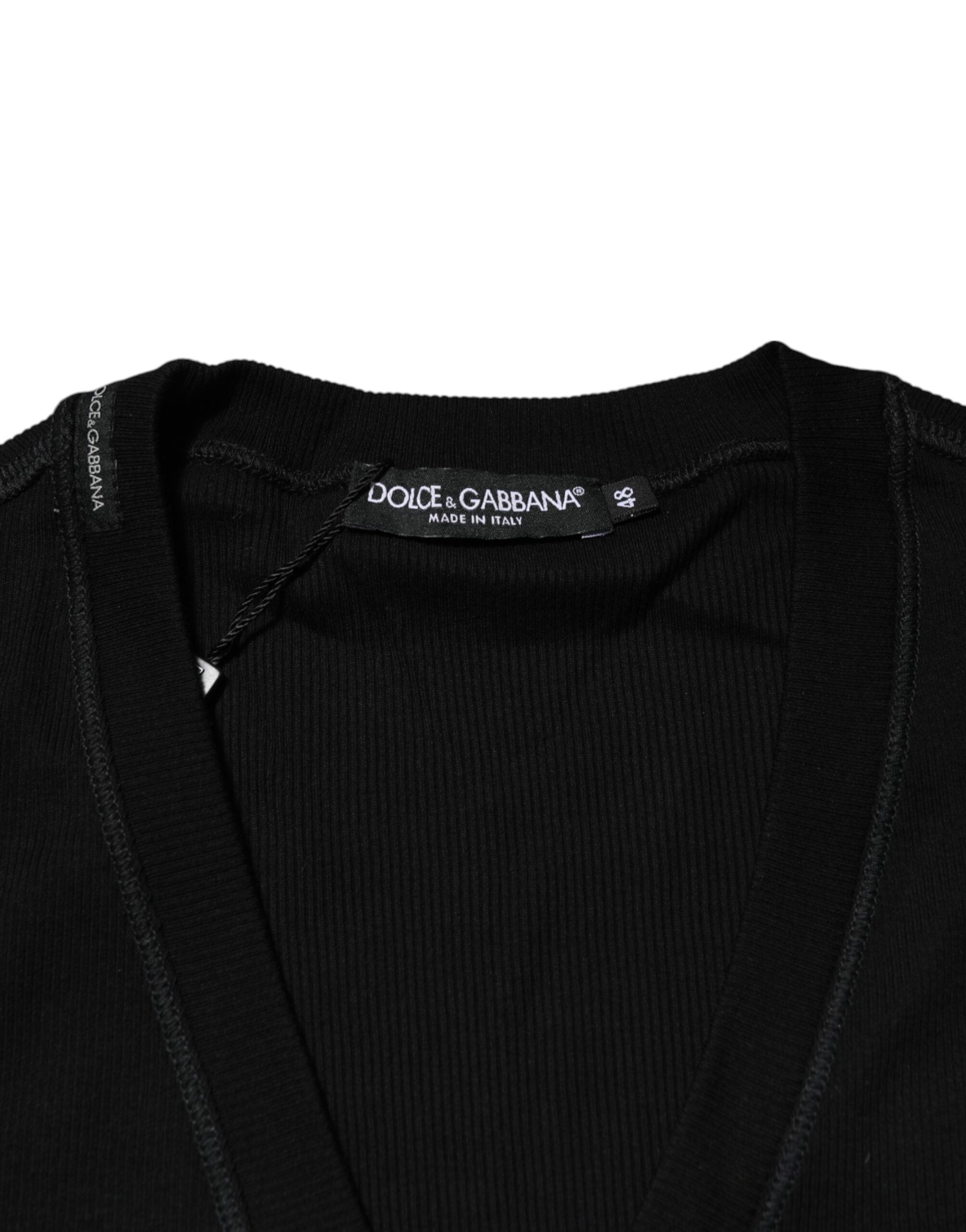 Dolce & Gabbana Black Cotton Button Up Men Cardigan Sweater Dolce & Gabbana