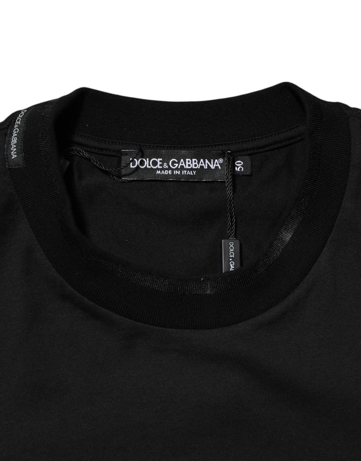 Dolce & Gabbana Black Cotton Embroidered DG Logo Pocket T-shirt