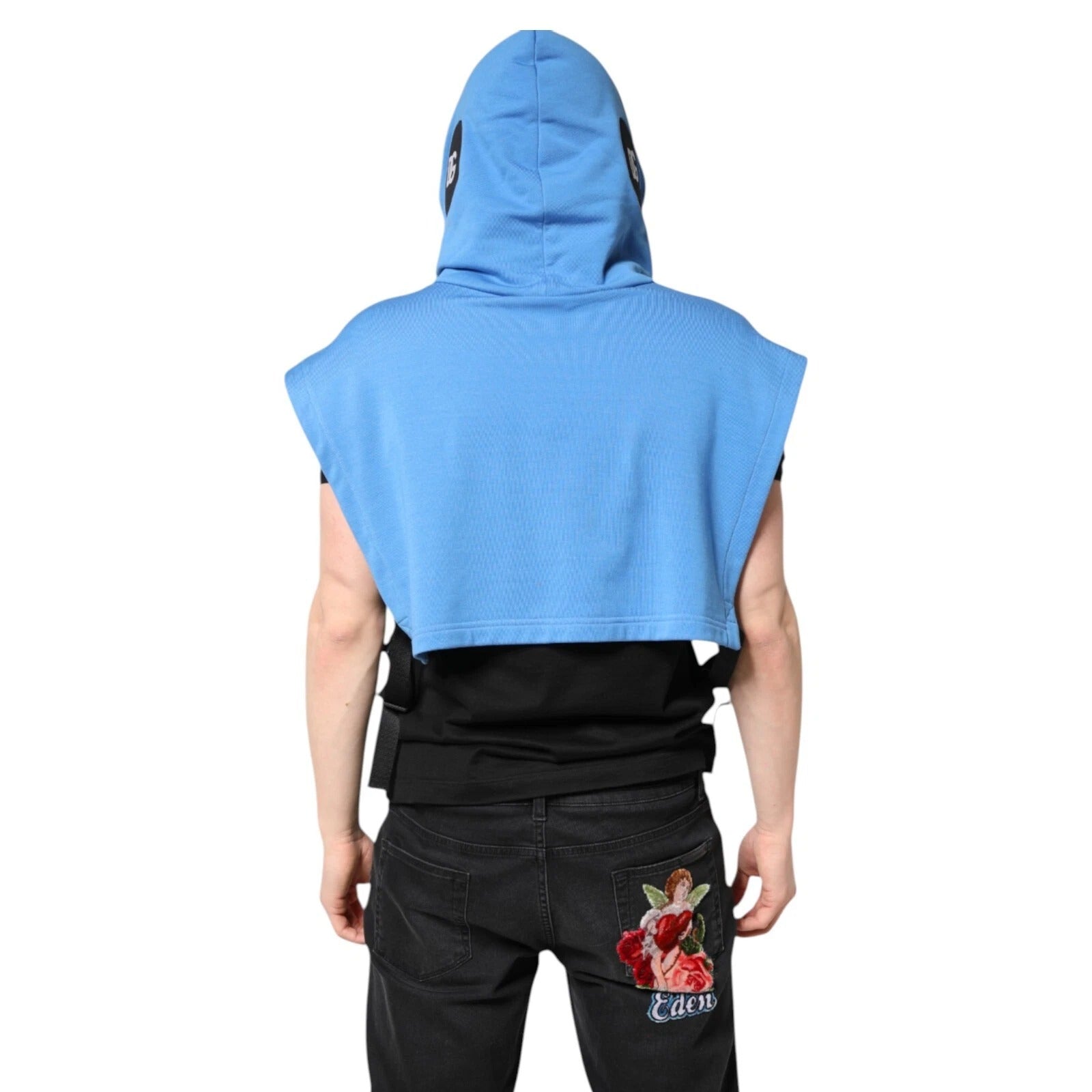 Dolce & Gabbana Blue Cotton Hooded Men Sportswear One Size Vest Dolce & Gabbana