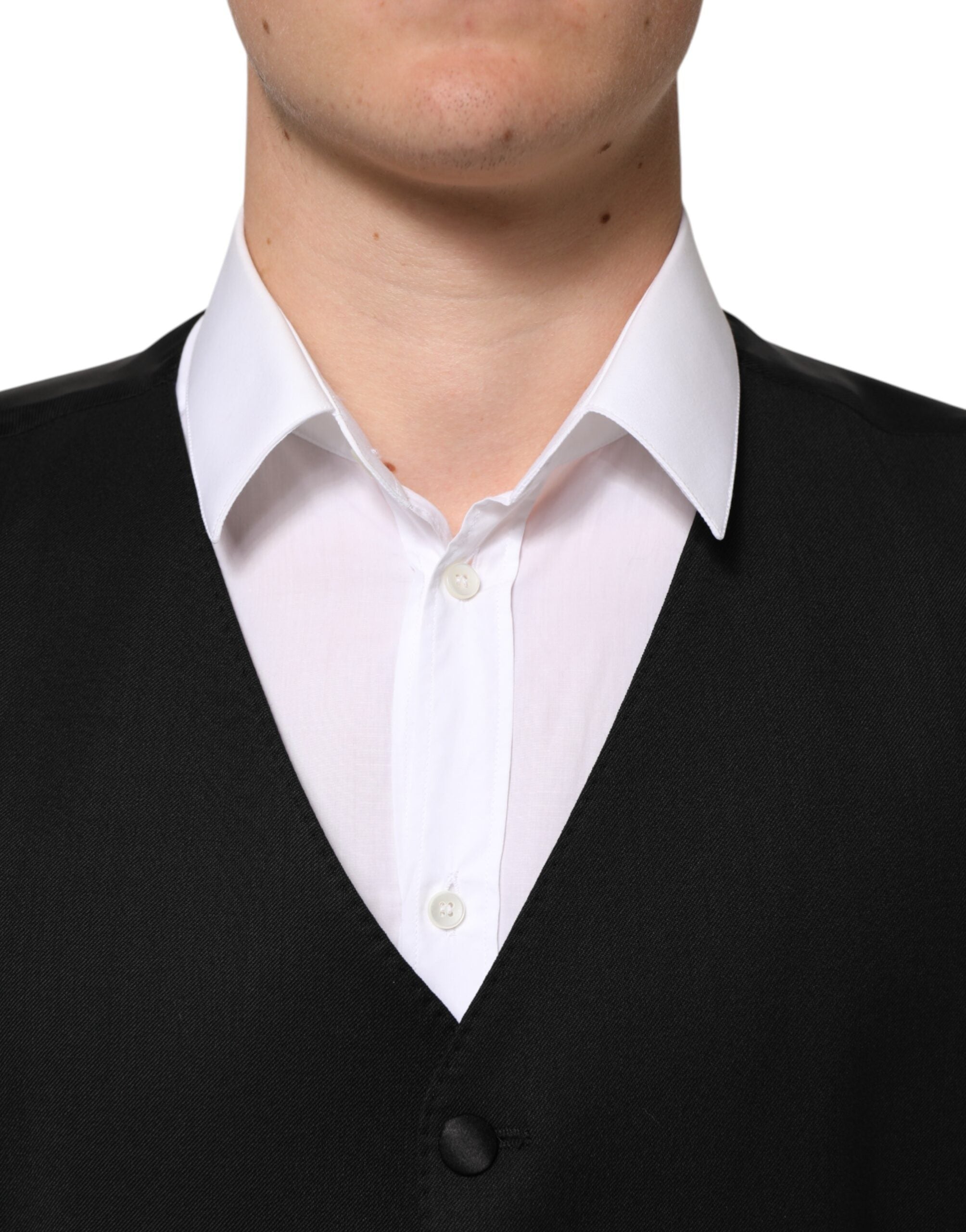 Dolce & Gabbana Black Wool Dress Formal Men Waistcoat Vest Dolce & Gabbana