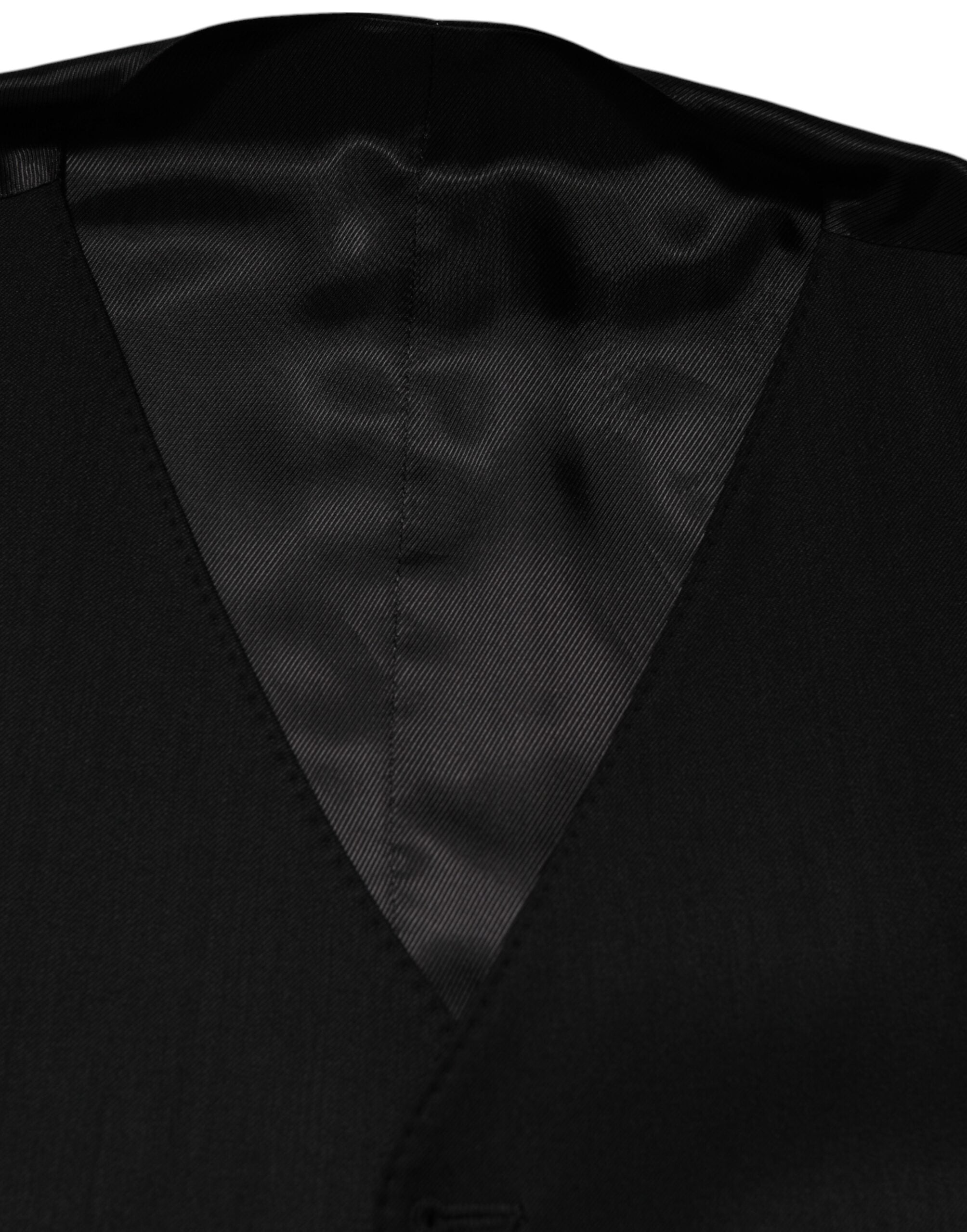 Dolce & Gabbana Black Wool Dress Formal Men Waistcoat Vest Dolce & Gabbana