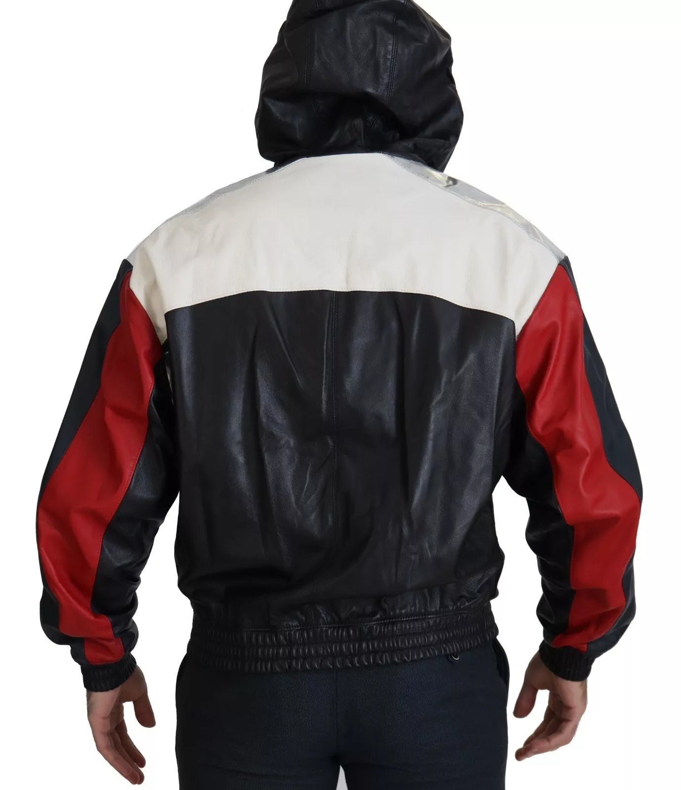 Dolce & Gabbana Black Leather Hooded Blouson Jacket Dolce & Gabbana