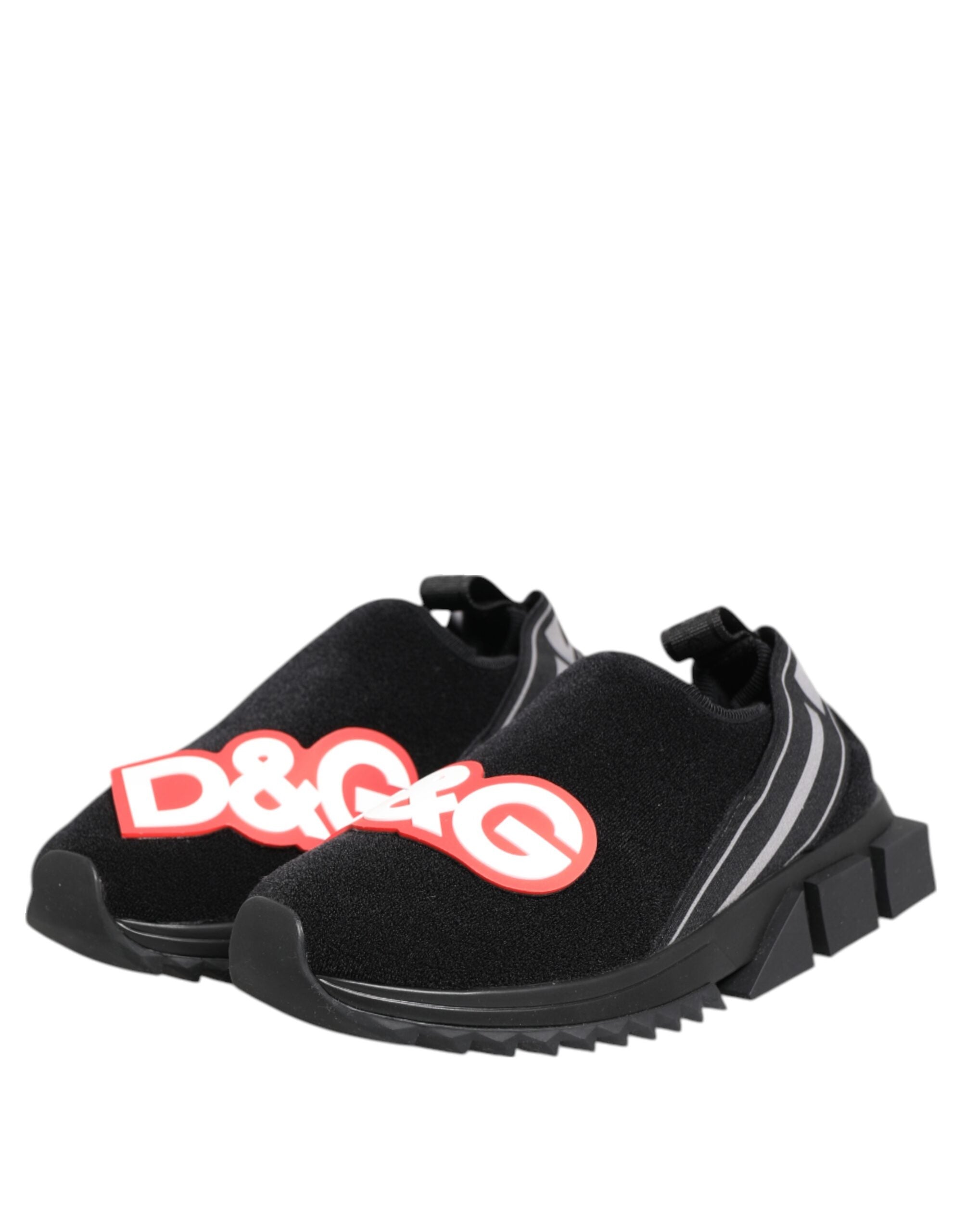 Dolce & Gabbana Black Grey Slip On Sorrento Sneakers Shoes Dolce & Gabbana