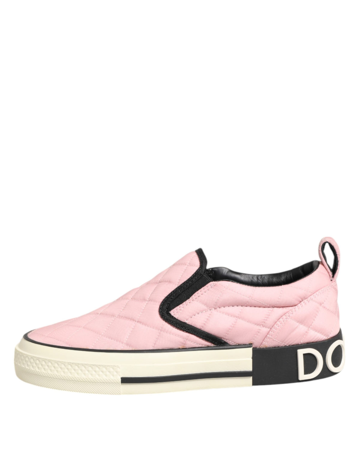 Dolce & Gabbana Pink Quilted Nylon Slip-On Sneaker Shoes