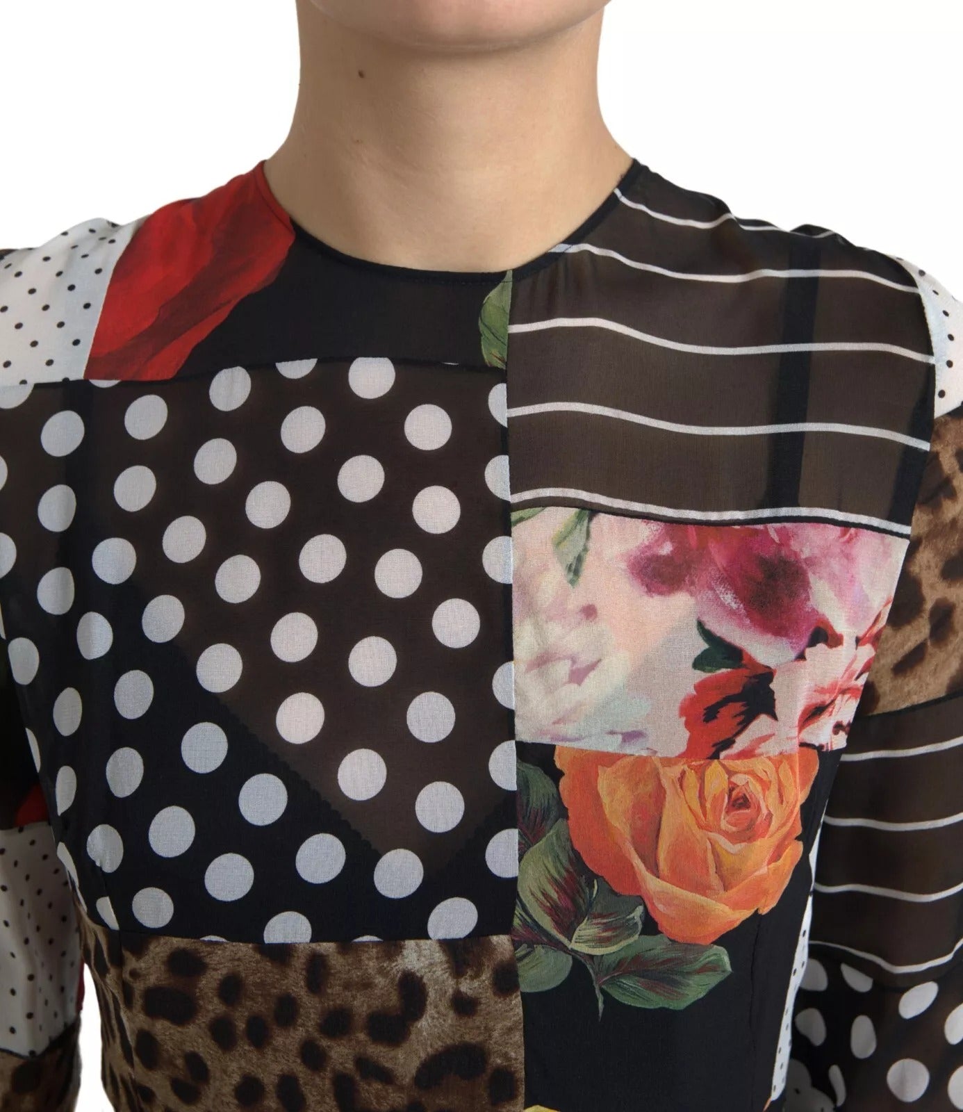 Dolce & Gabbana Multicolor Patchwork Floral Leopard Dress Dolce & Gabbana