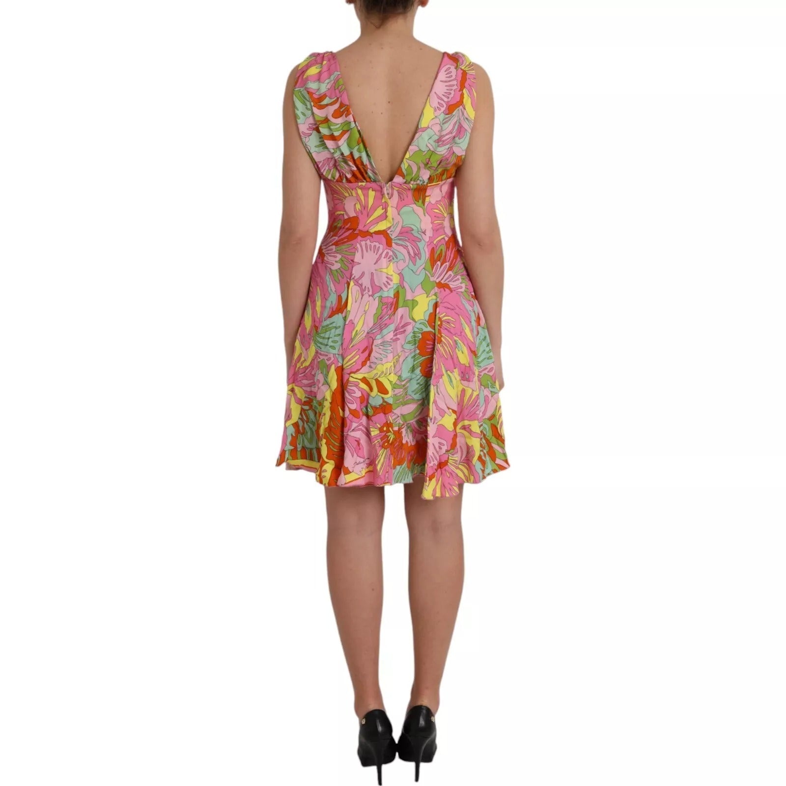 Dolce & Gabbana Multicolor Floral Silk Flared Mini Dress Dolce & Gabbana