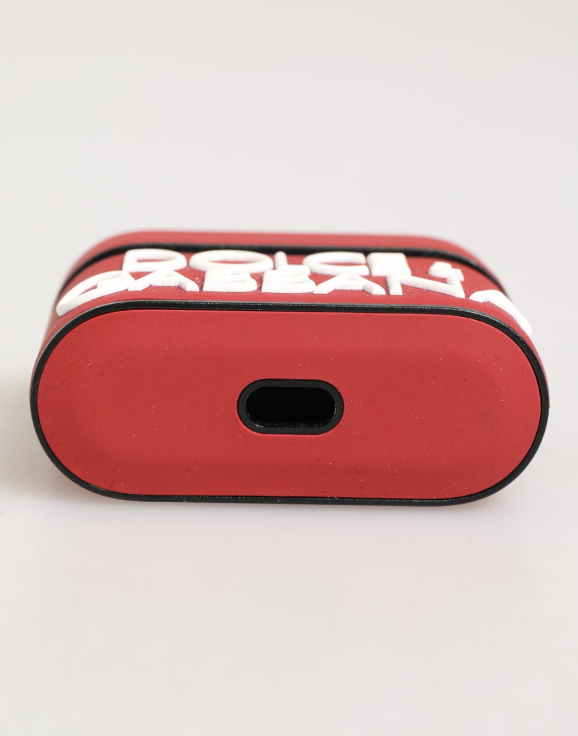 Dolce & Gabbana Red White Silicone Embossed Logo Accessory Airpods Case Dolce & Gabbana