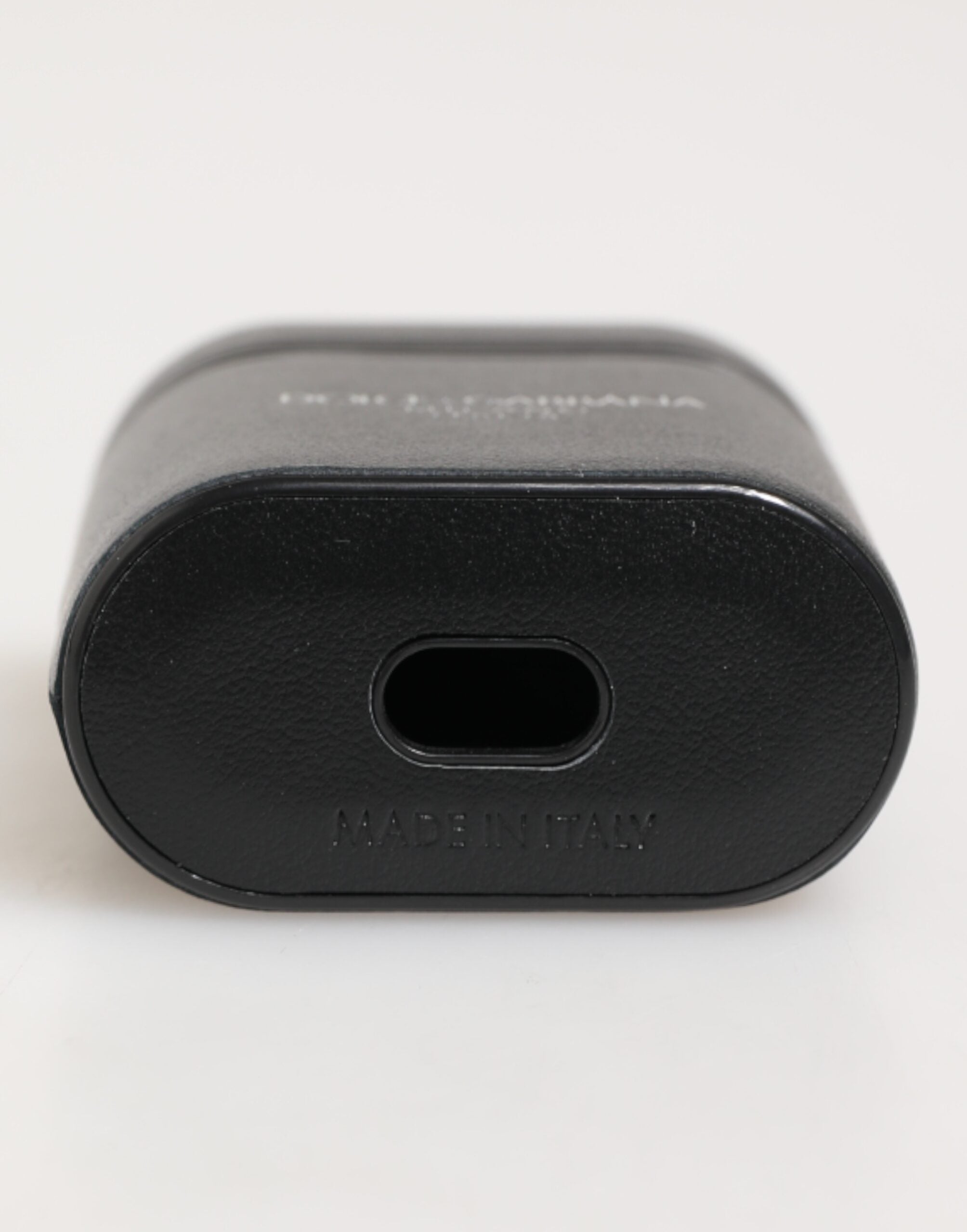 Dolce & Gabbana Black Calfskin Leather Logo Print Flip Holder Airpods Case Dolce & Gabbana