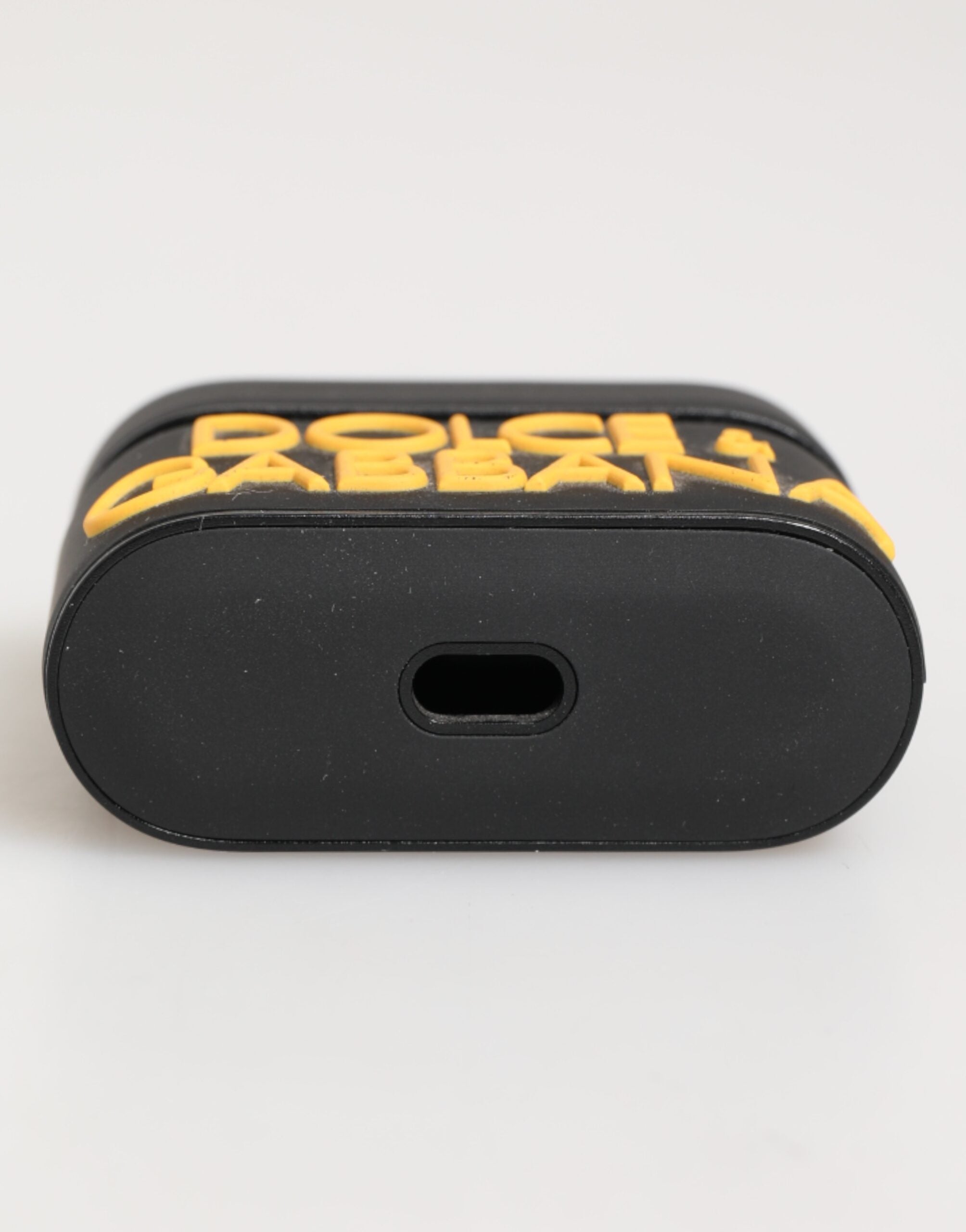 Dolce & Gabbana Black Yellow Rubber Logo Embossed Accessory Airpods Case Dolce & Gabbana