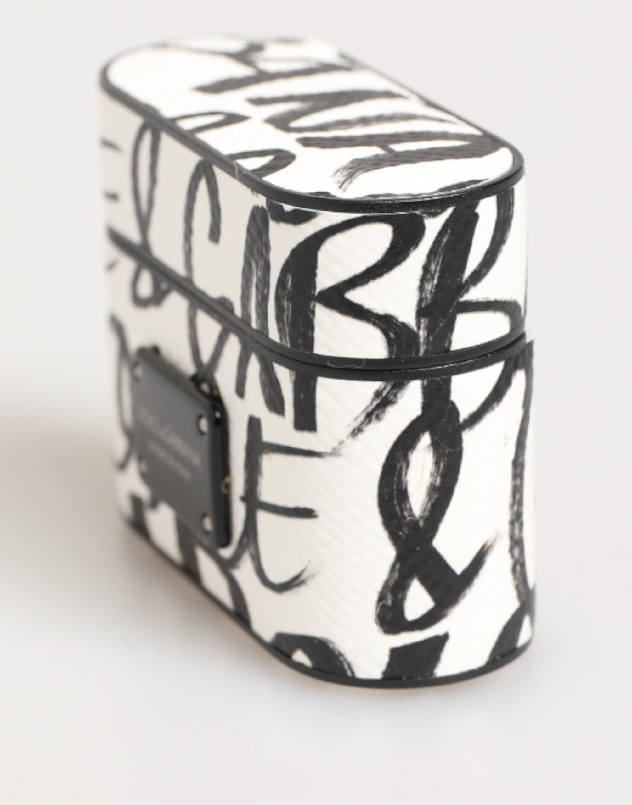 Dolce & Gabbana Black White Leather Monogram Print Logo Holder Airpods Case Dolce & Gabbana