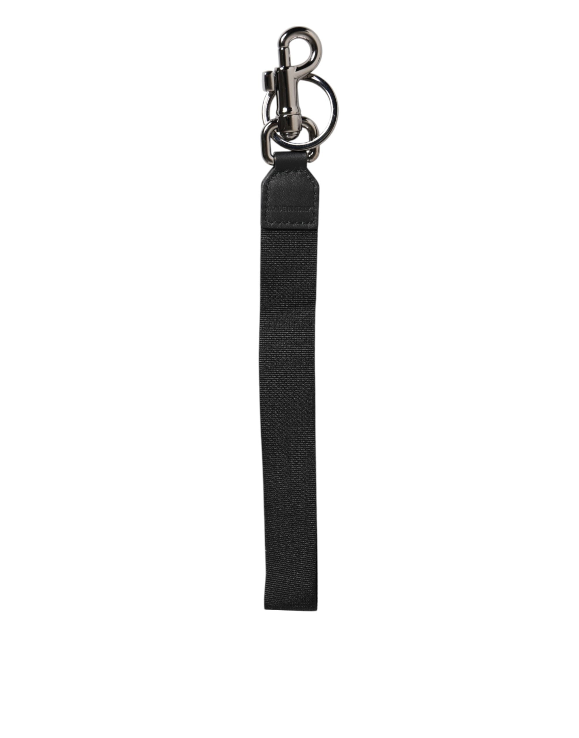 Dolce & Gabbana Black Blue DG Logo Polyester Brass Holder Keychain Keyring Dolce & Gabbana