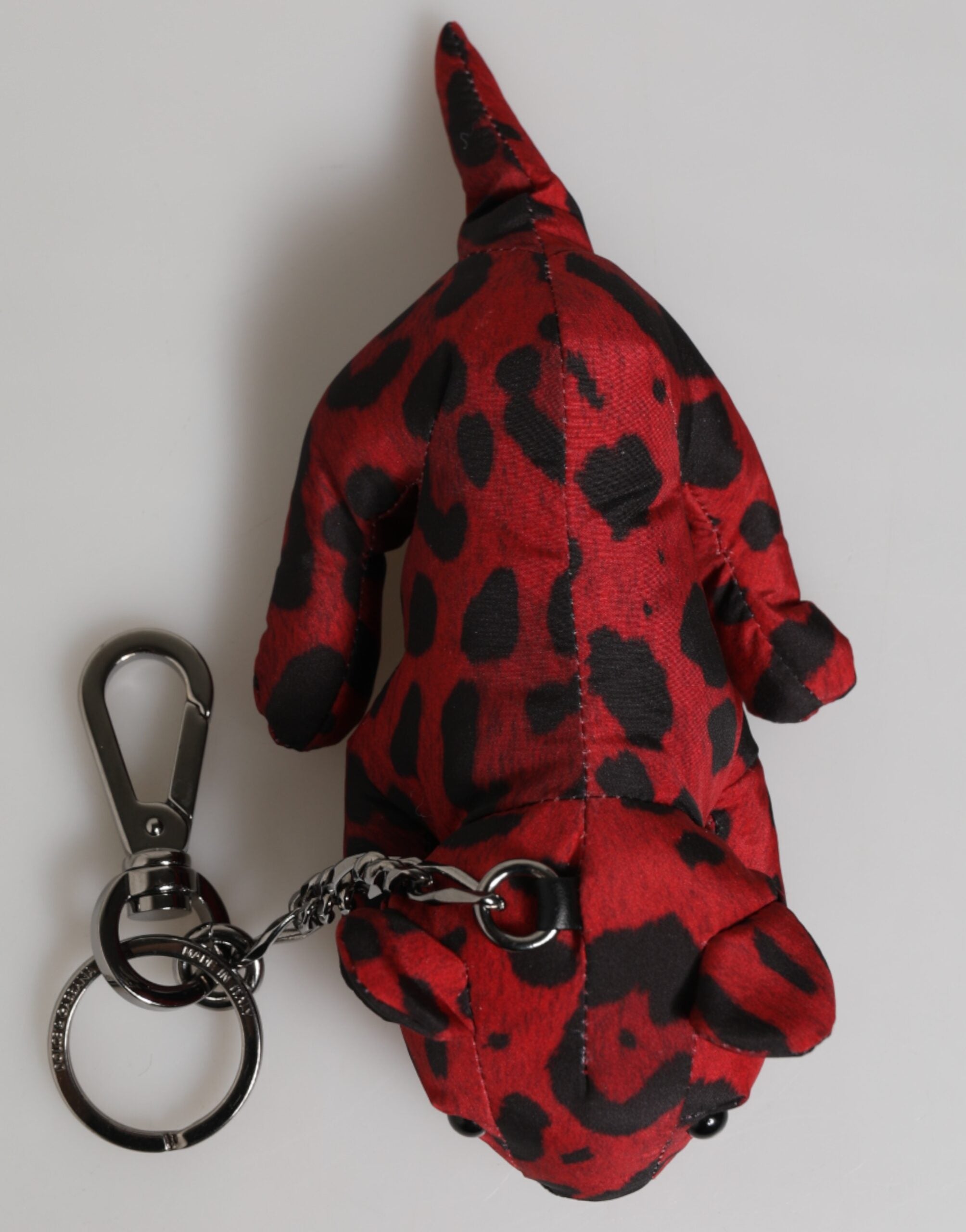 Dolce & Gabbana Red Black Polyester Animal Silhouette Bag Keychain Keyring Dolce & Gabbana