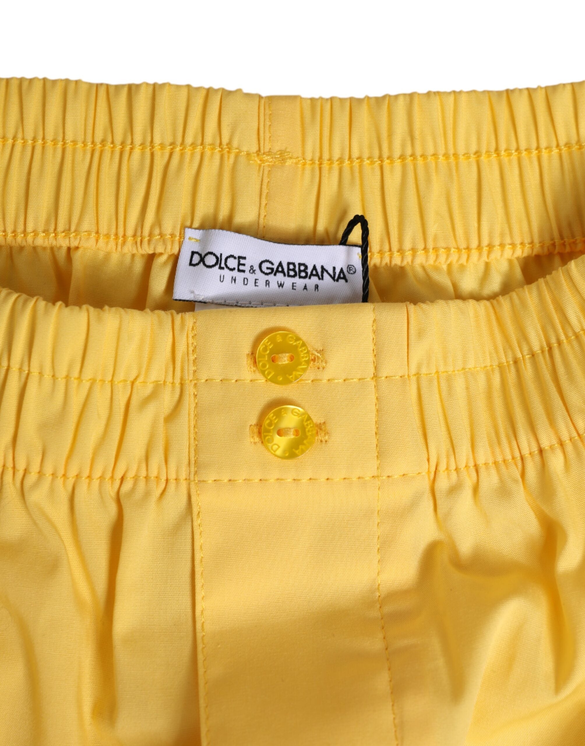 Dolce & Gabbana Yellow Cotton Elastic Waistband Short Swimwear Dolce & Gabbana