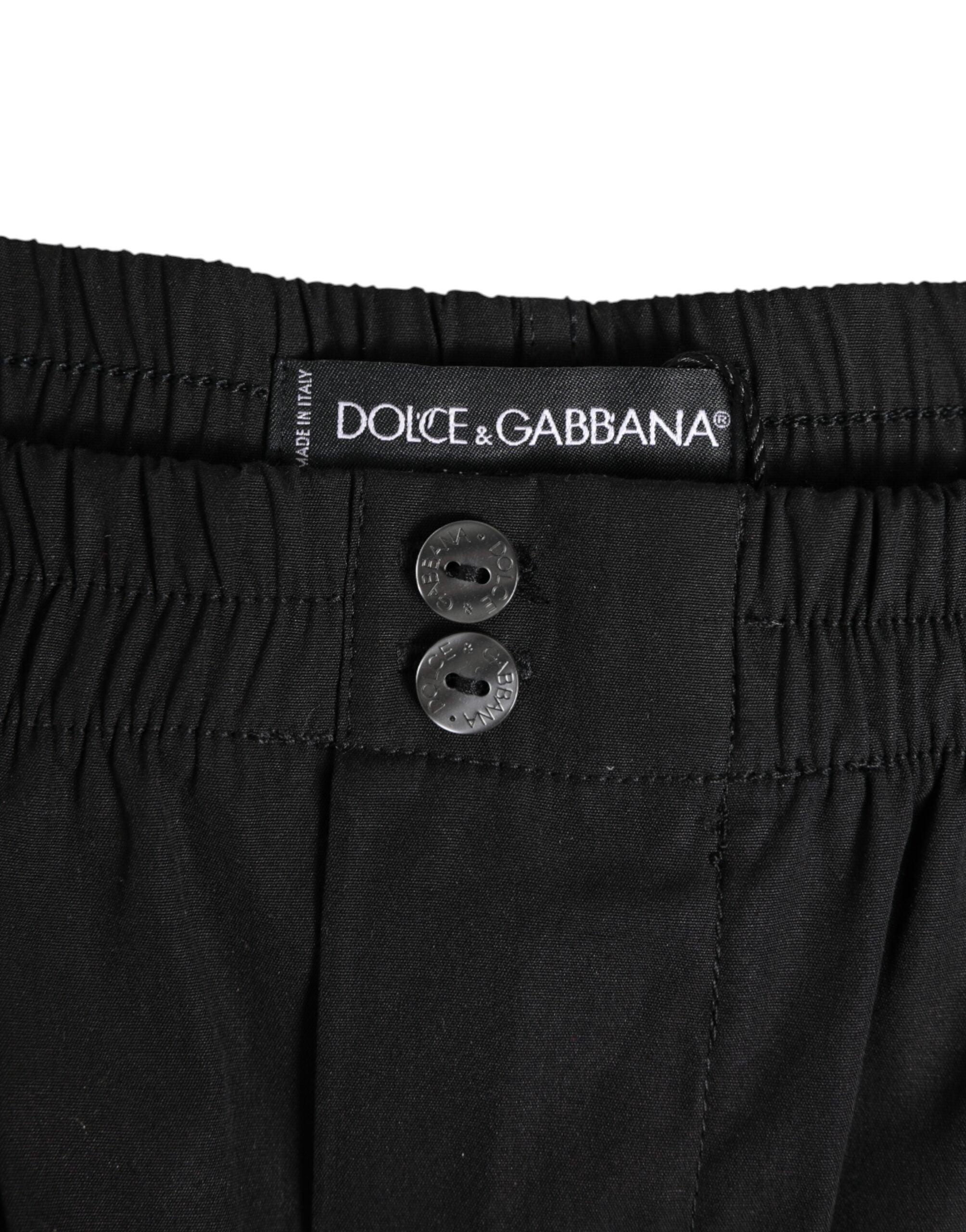 Dolce & Gabbana Black Cotton Elastic Waistband Button Swimwear Dolce & Gabbana