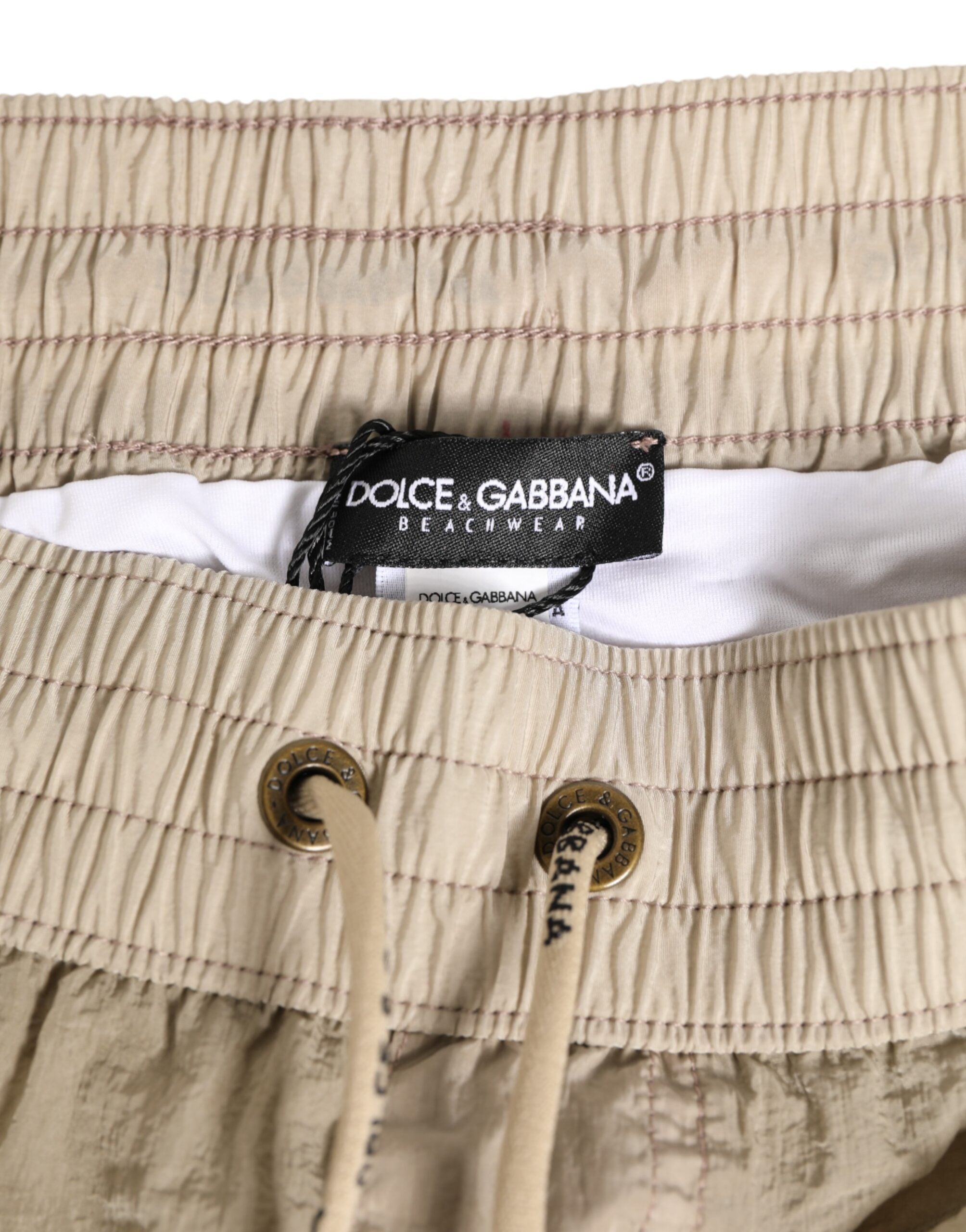 Dolce & Gabbana Beige Nylon Beachwear Men Boxer Short Swimwear Dolce & Gabbana