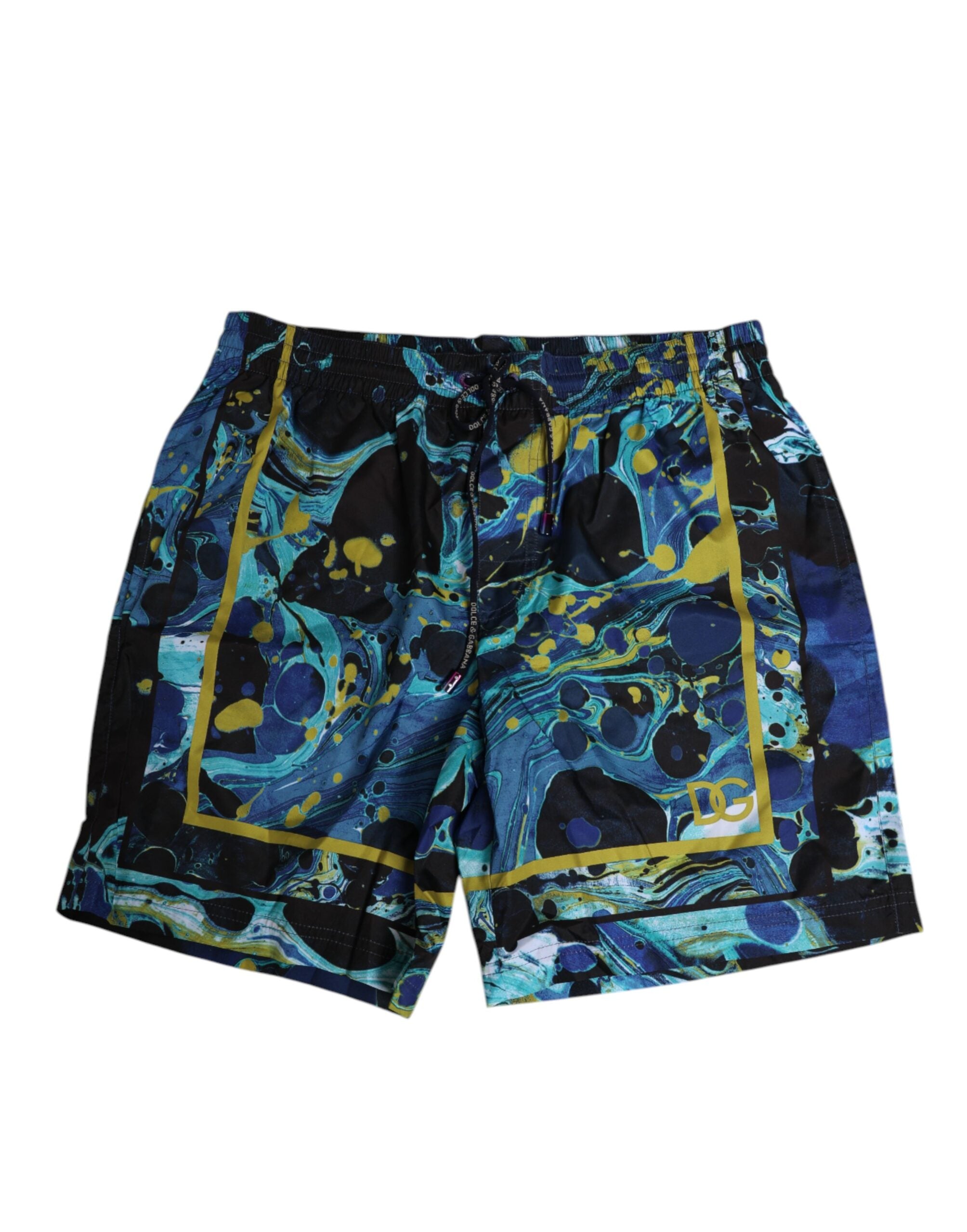 Dolce & Gabbana Blue Marble Print Logo Men Boxer Short Swimwear Dolce & Gabbana