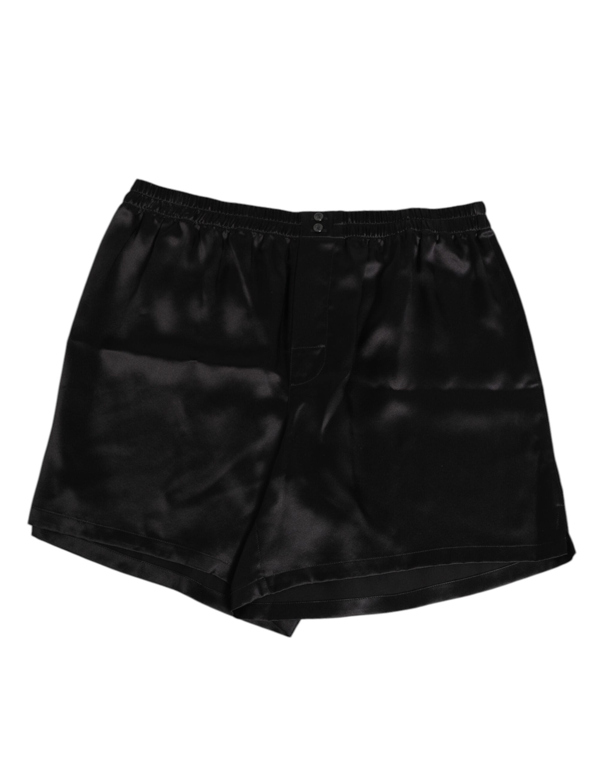 Dolce & Gabbana Black Silk Satin Elastic Men Boxer Short Swimwear Dolce & Gabbana