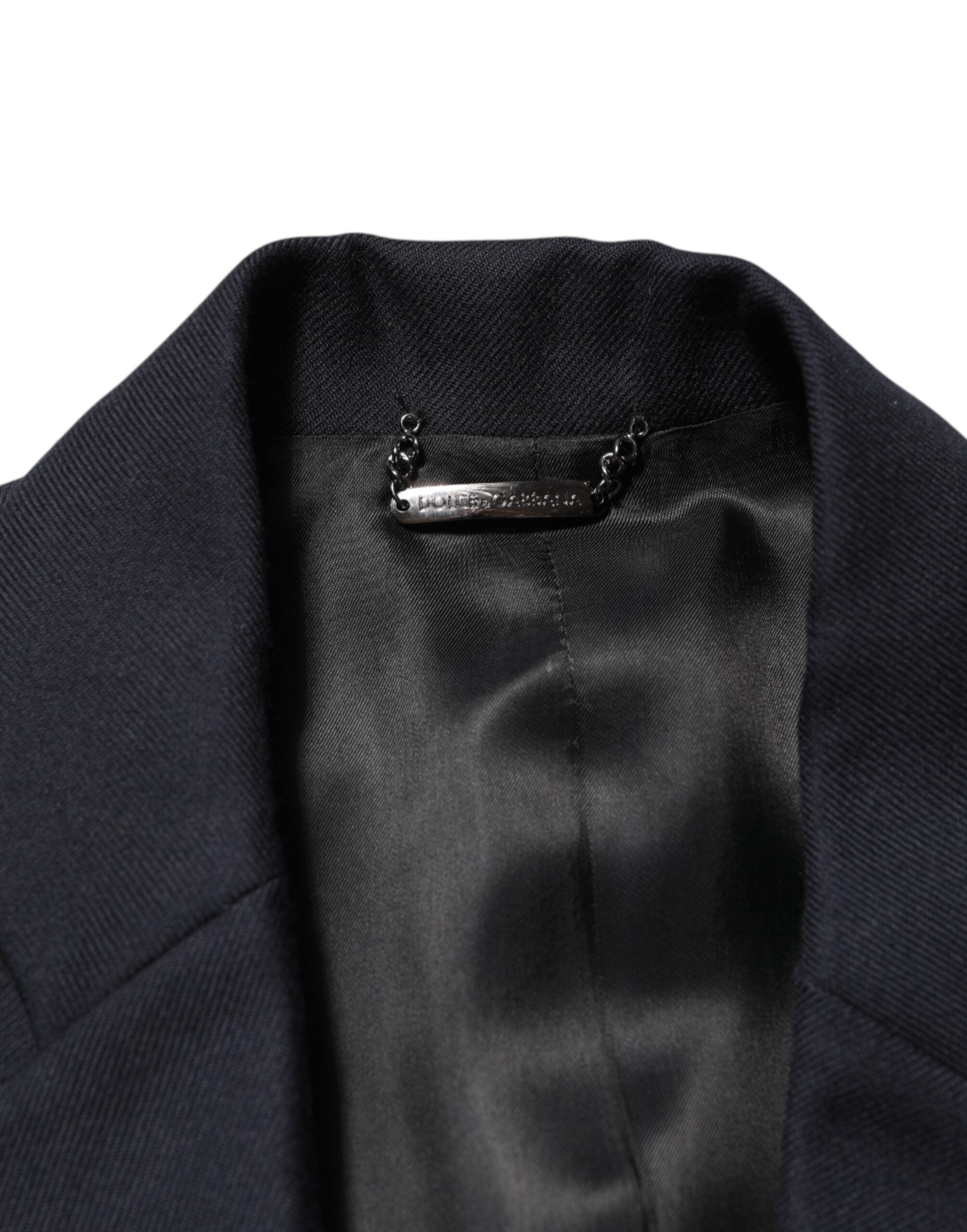 Dolce & Gabbana Dark Blue Wool Men Jacket Coat Blazer Suit Dolce & Gabbana