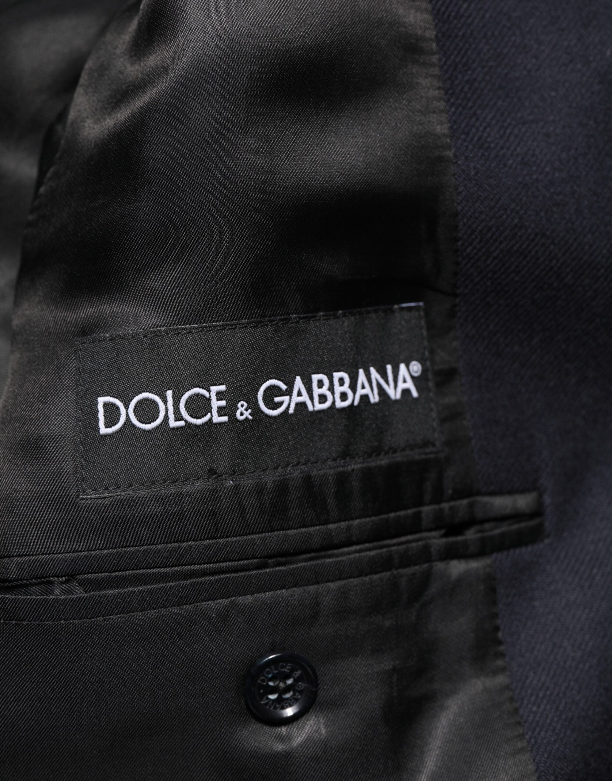 Dolce & Gabbana Dark Blue Wool Men Jacket Coat Blazer Suit Dolce & Gabbana