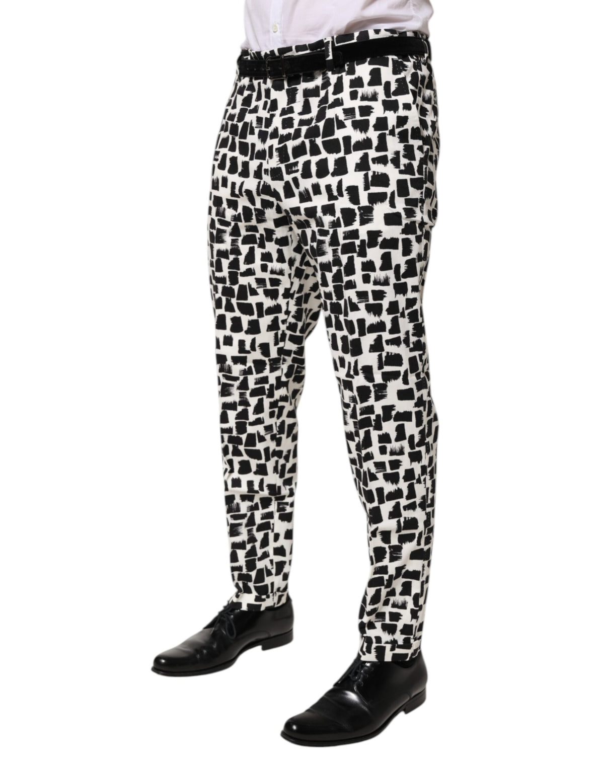 Dolce & Gabbana Black White Abstract Print Cotton Blend Pants