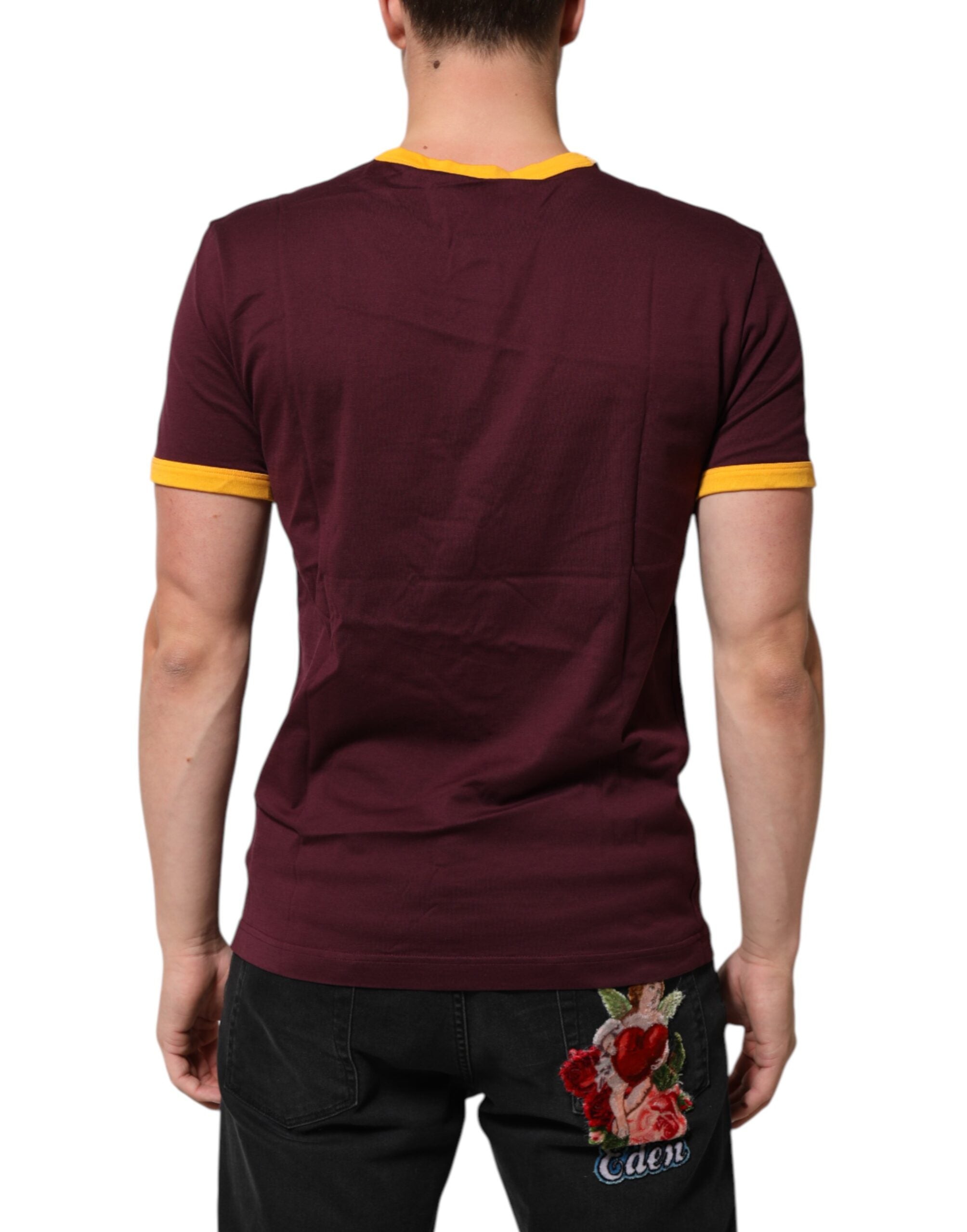 Dolce & Gabbana Burgundy Cotton DG Super King Logo T-Shirt Dolce & Gabbana
