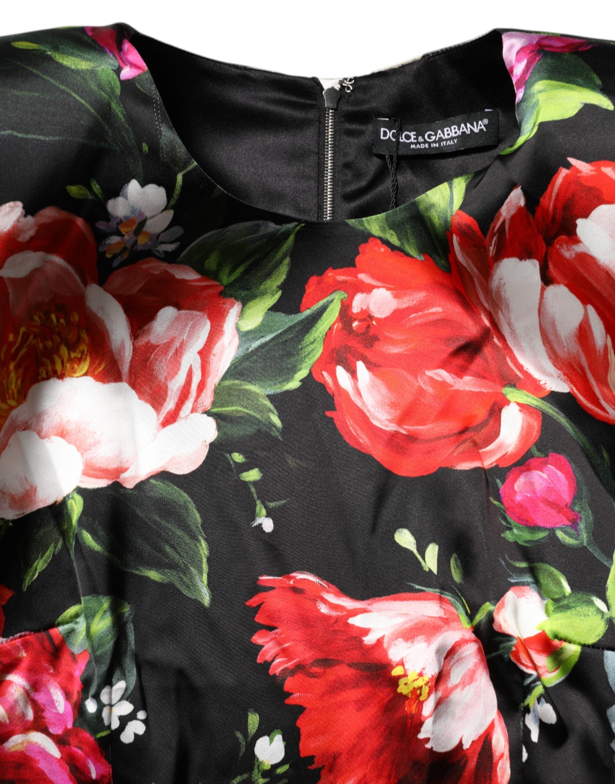 Dolce & Gabbana Black Floral Fiori Pittorici Mini Bodycon Dress Dolce & Gabbana
