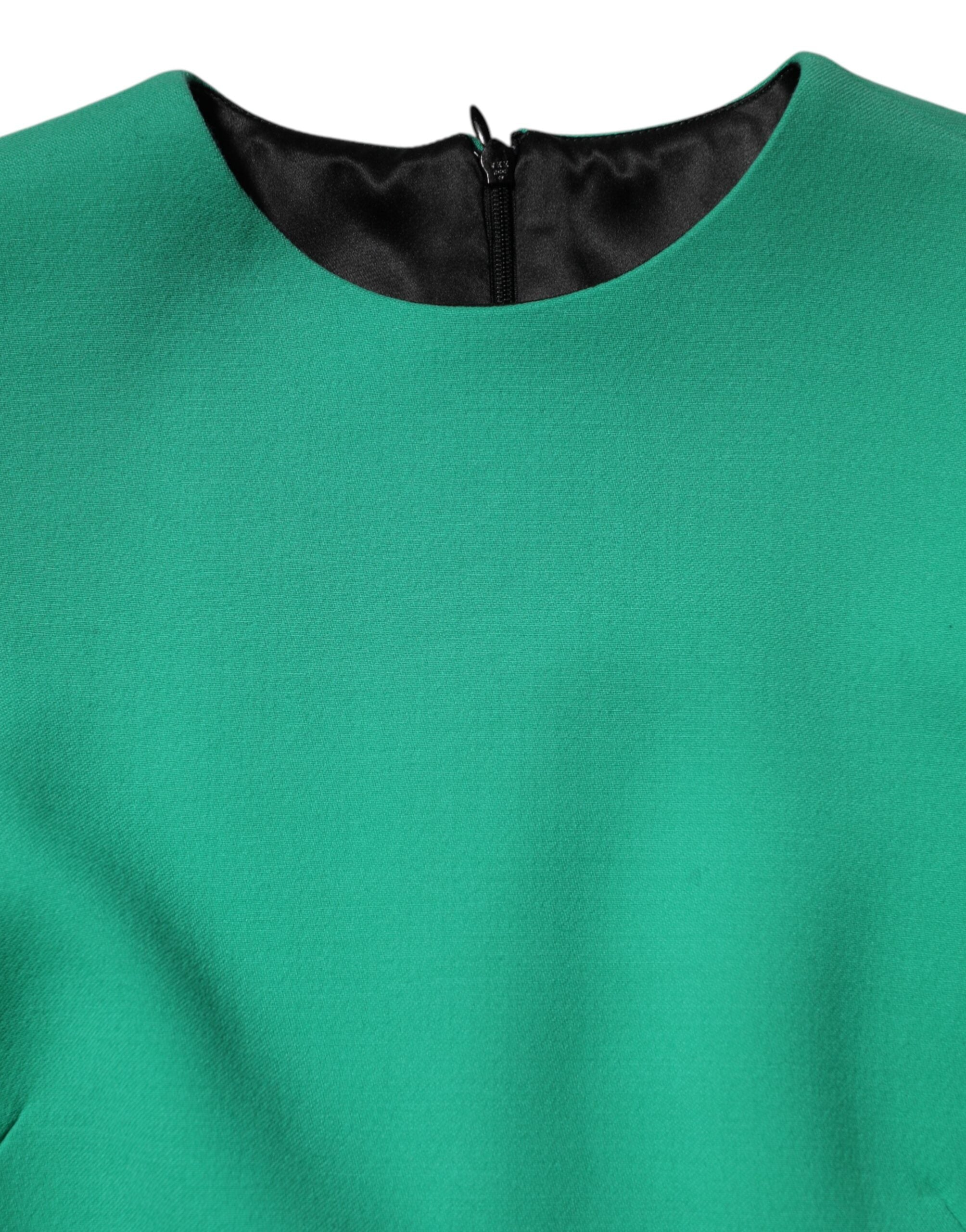 Dolce & Gabbana Green Viscose Acetate Mini Long Sleeve Dress Dolce & Gabbana