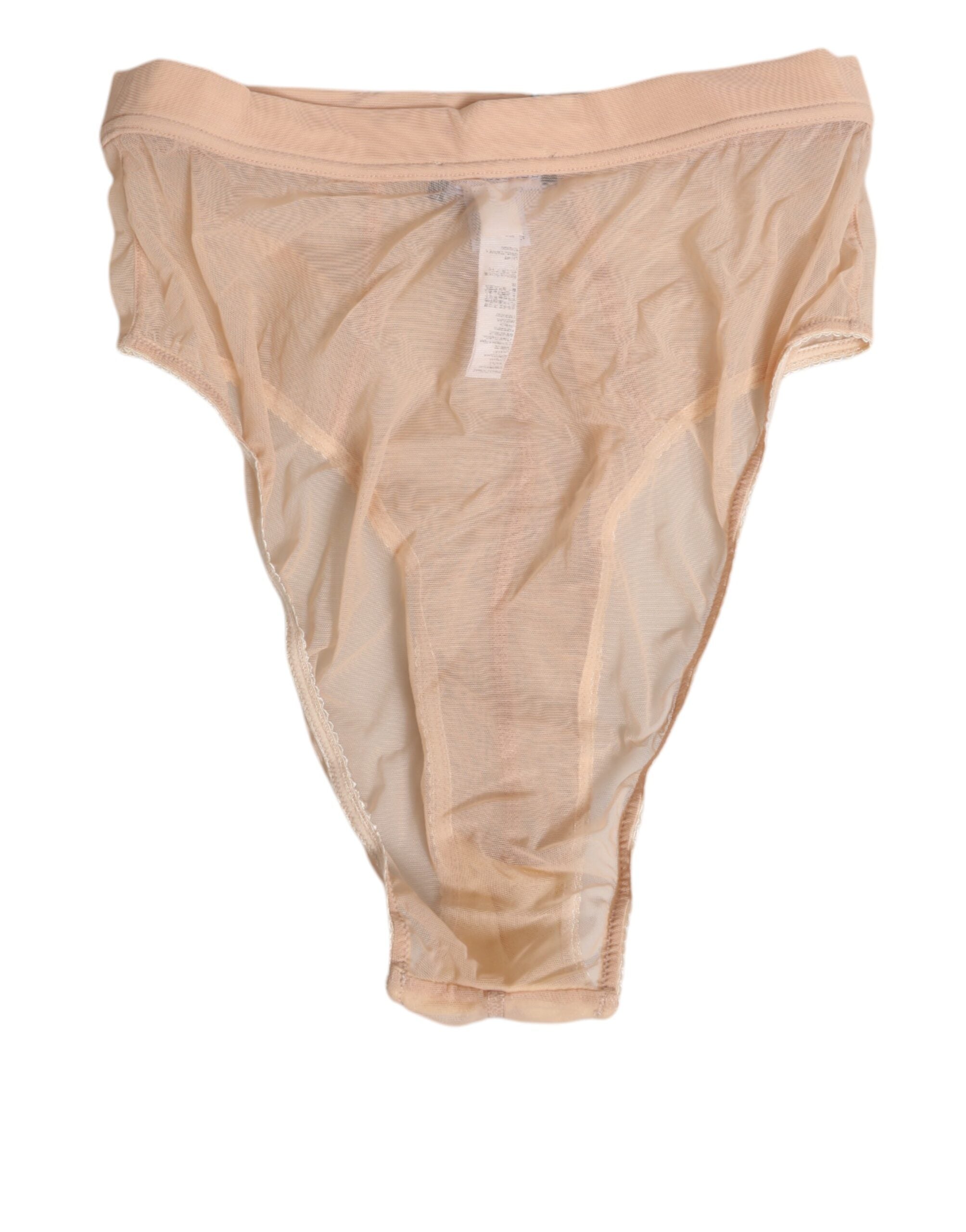 Dolce & Gabbana Beige Sheer Mesh High Waist Panty Underwear Dolce & Gabbana