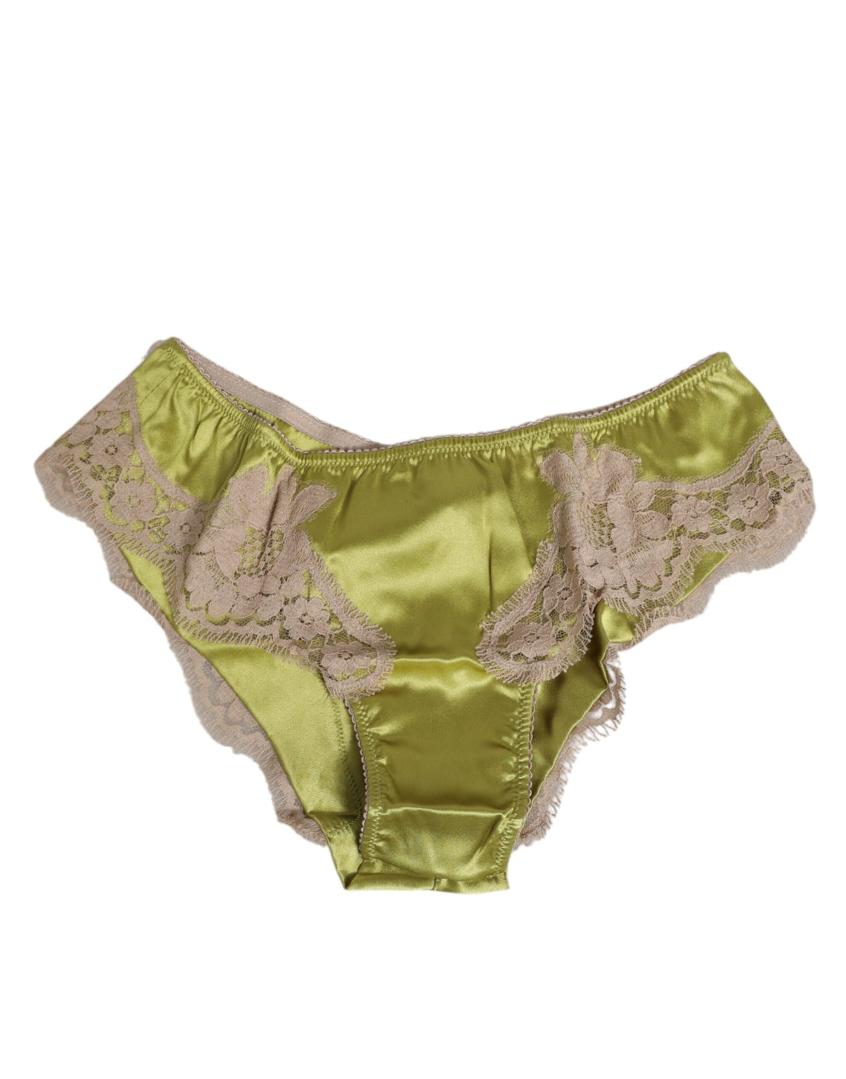Dolce & Gabbana Green Silk Satin Lace Trim New Slip Underwear