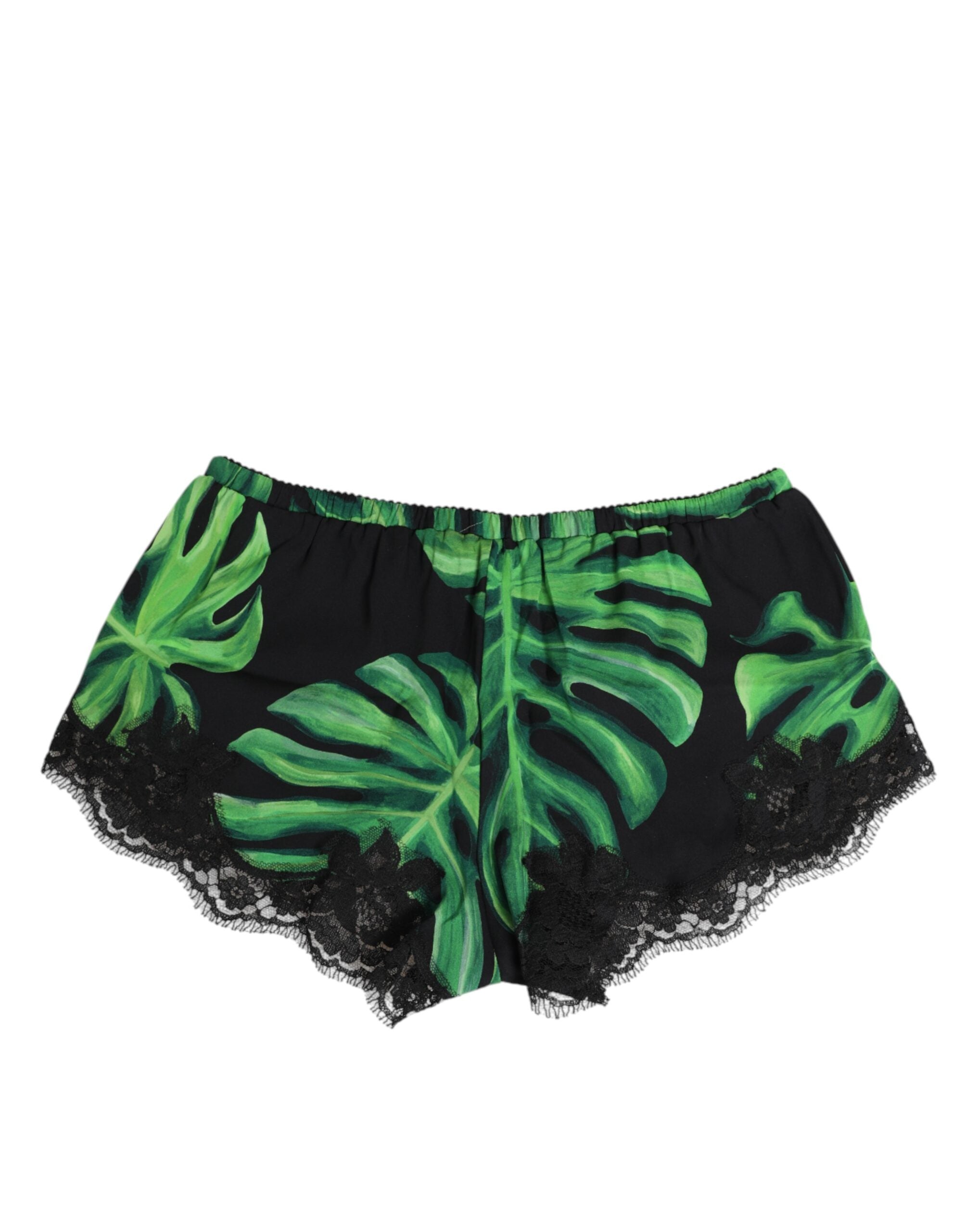 Dolce & Gabbana Black Green Tropical Print Lace Underwear Dolce & Gabbana