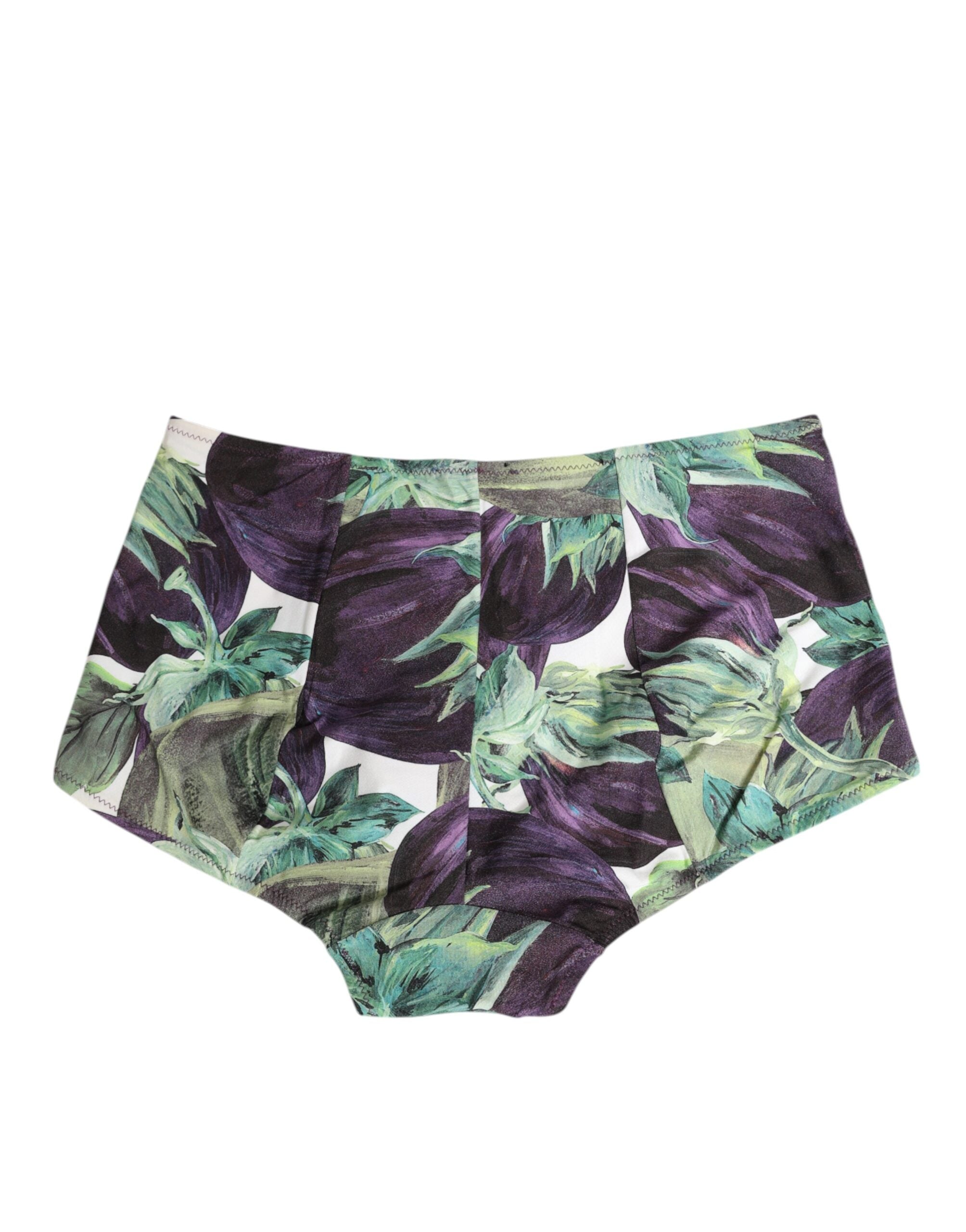 Dolce & Gabbana Eggplant Print High-Waist Briefs Underwear Dolce & Gabbana