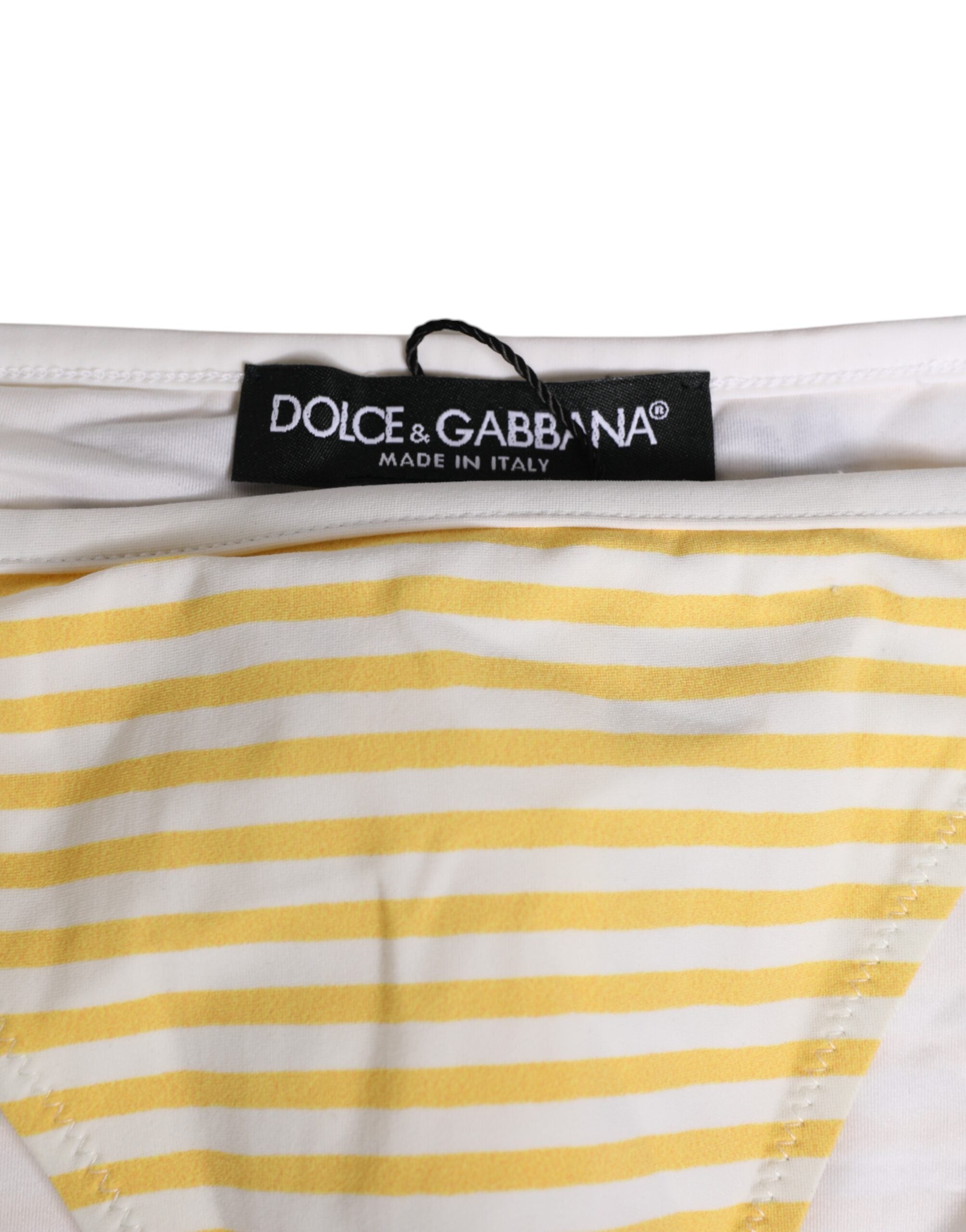 Dolce & Gabbana White Yellow Stripe Tie Side Logo Underwear Dolce & Gabbana