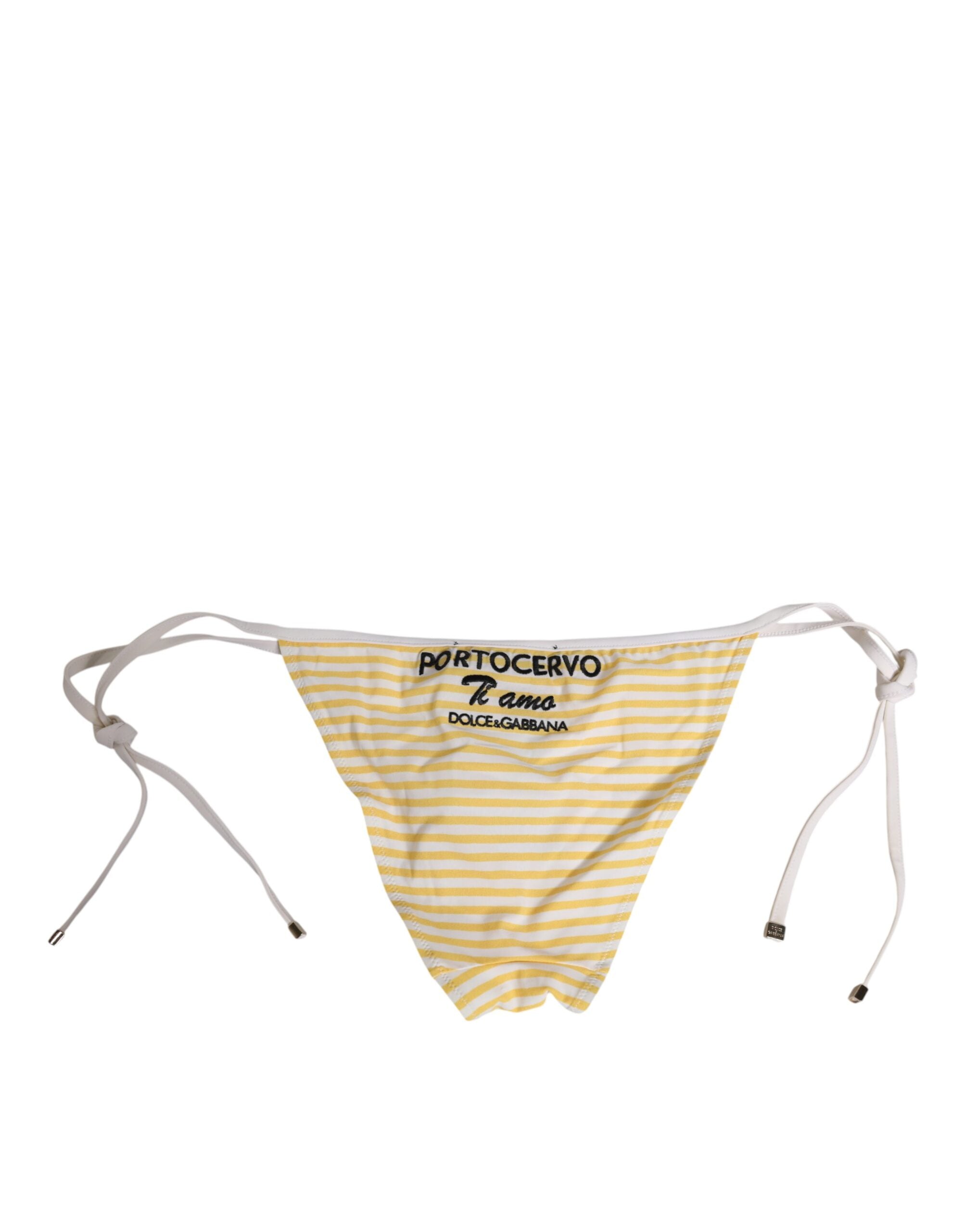 Dolce & Gabbana White Yellow Stripe Tie Side Logo Underwear Dolce & Gabbana