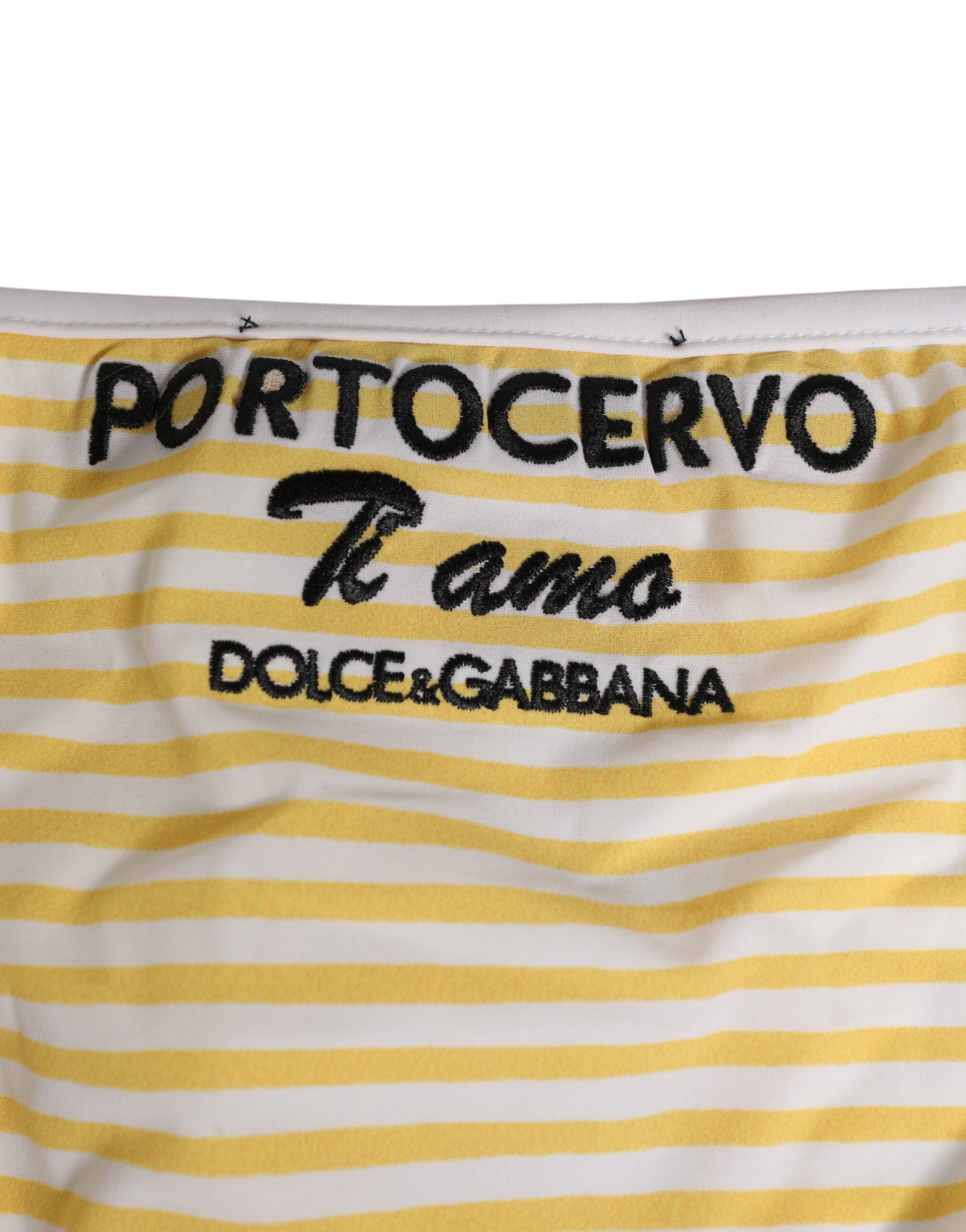 Dolce & Gabbana White Yellow Stripe Tie Side Logo Underwear Dolce & Gabbana