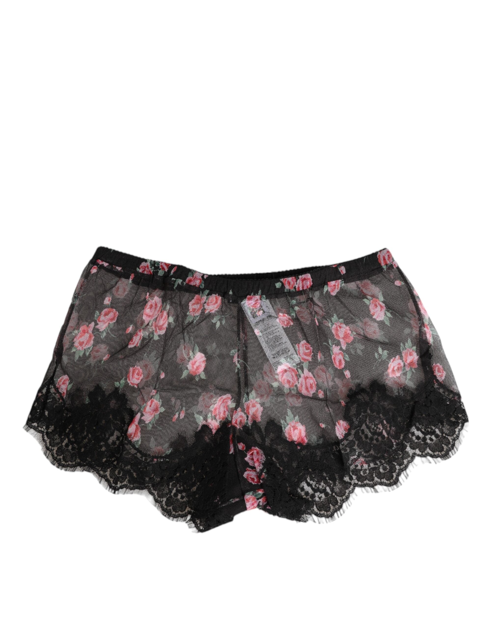 Dolce & Gabbana Black Pink Floral Lace Mesh Lingeri Underwear Dolce & Gabbana