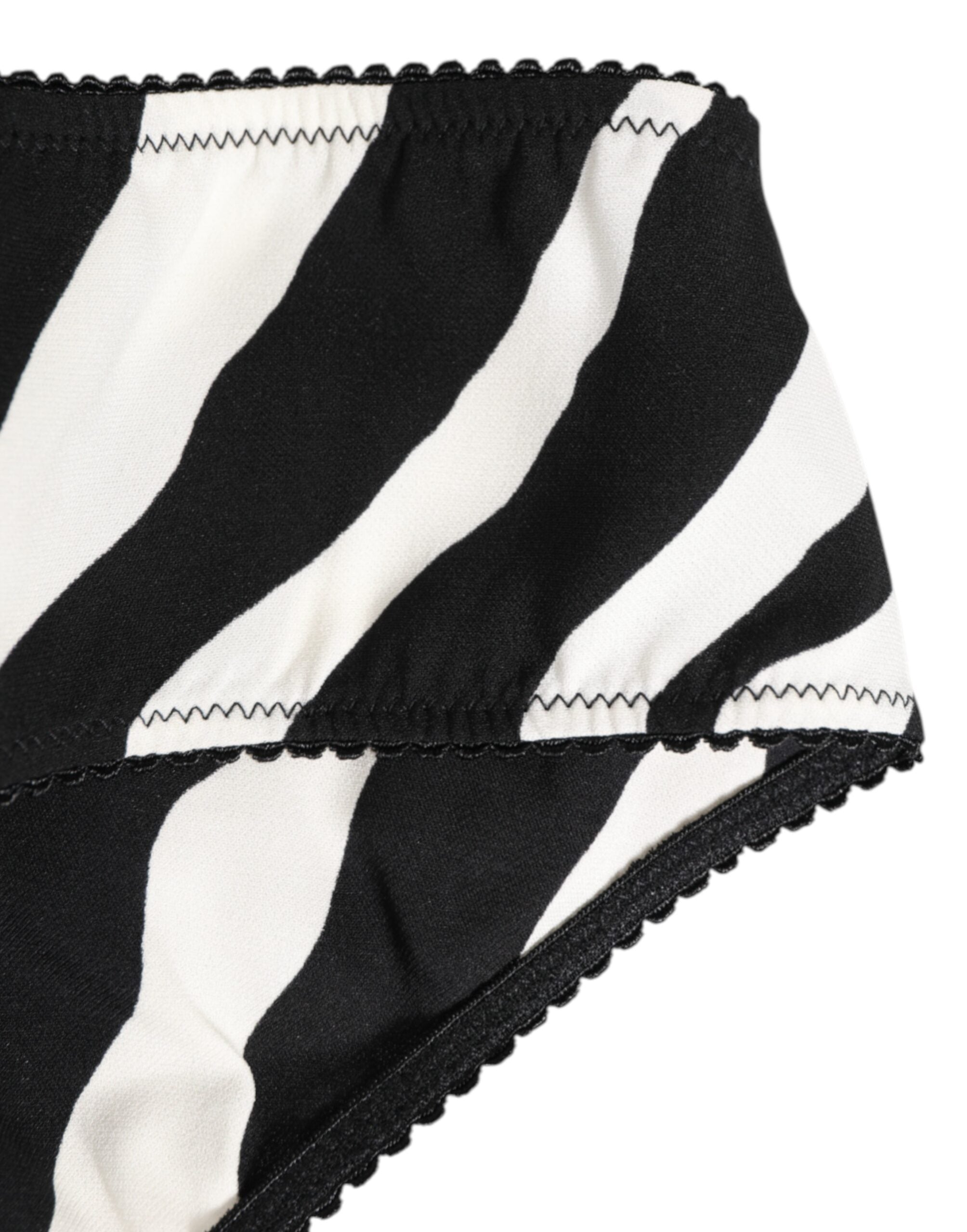 Dolce & Gabbana Black White Zebra Print Slip Briefs Underwear Dolce & Gabbana