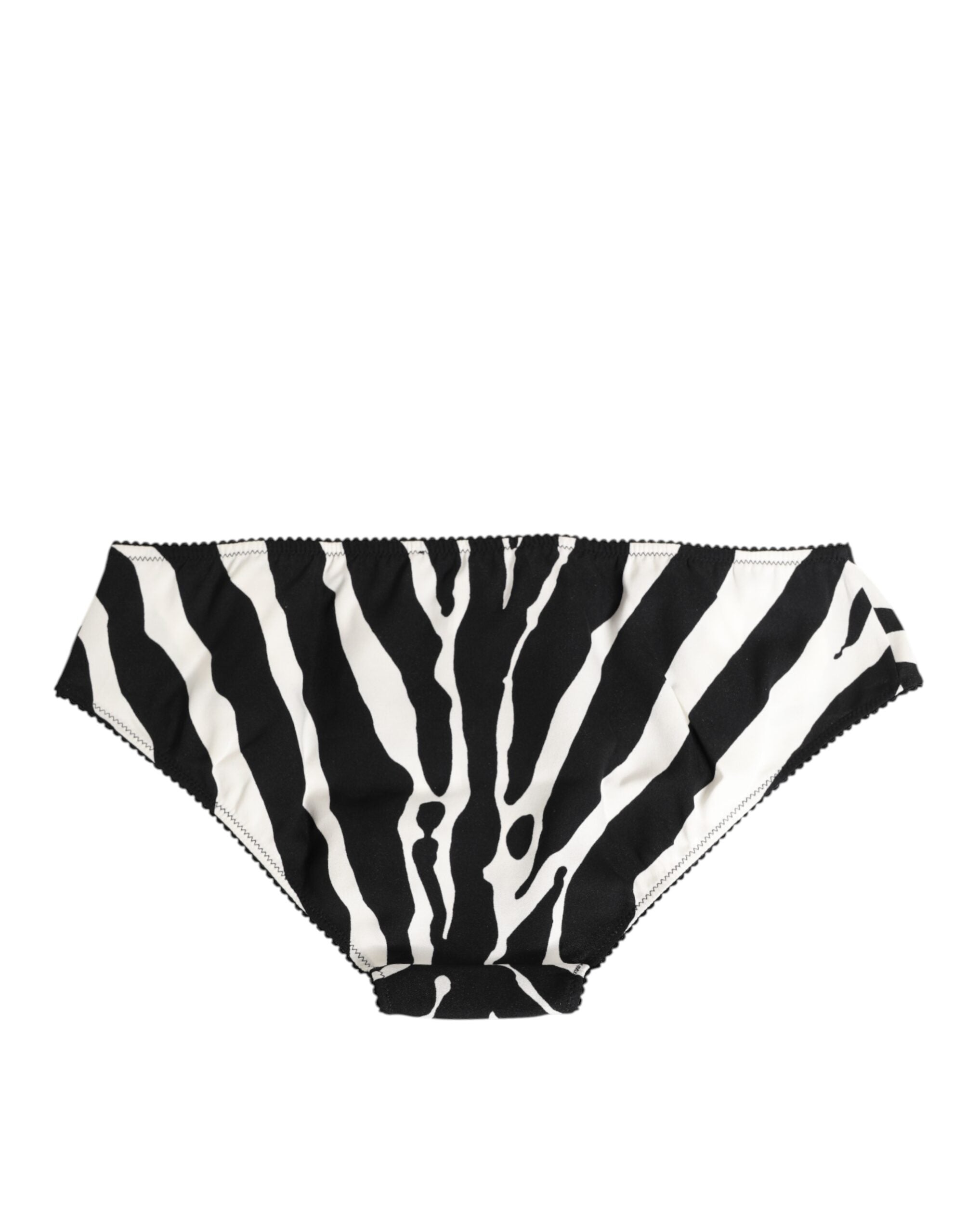 Dolce & Gabbana Black White Zebra Print Slip Briefs Underwear Dolce & Gabbana