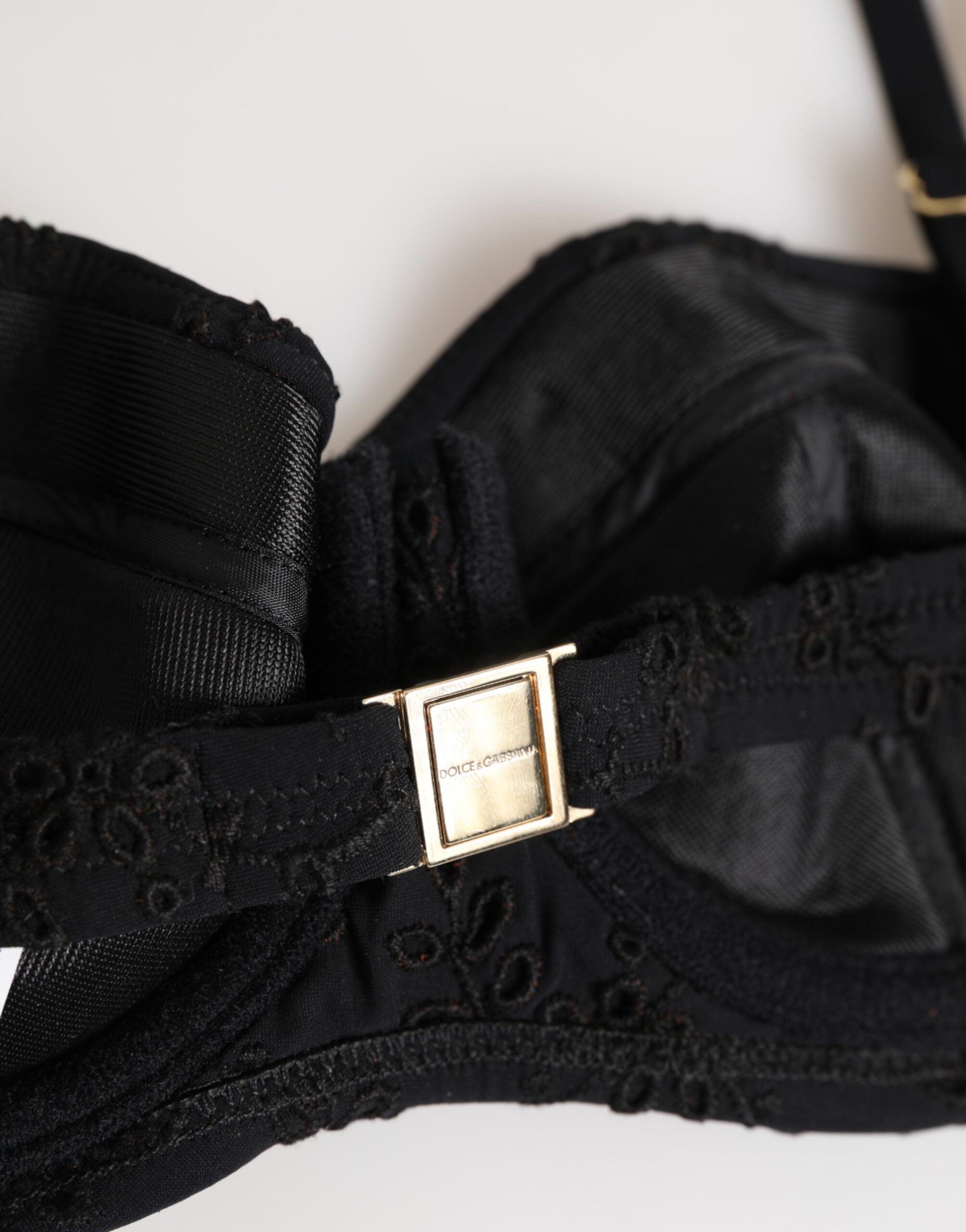 Dolce & Gabbana Black Polyester Embroidered Underwire Bra Underwear Dolce & Gabbana